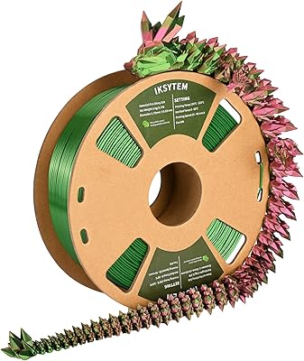 17 – IKSYTEM 3D Printer Filament, Super Shiny Dual Color PLA Red Green, Creating Beauty and Having Fun with 3D Printing Filament, Silk PLA Filame…