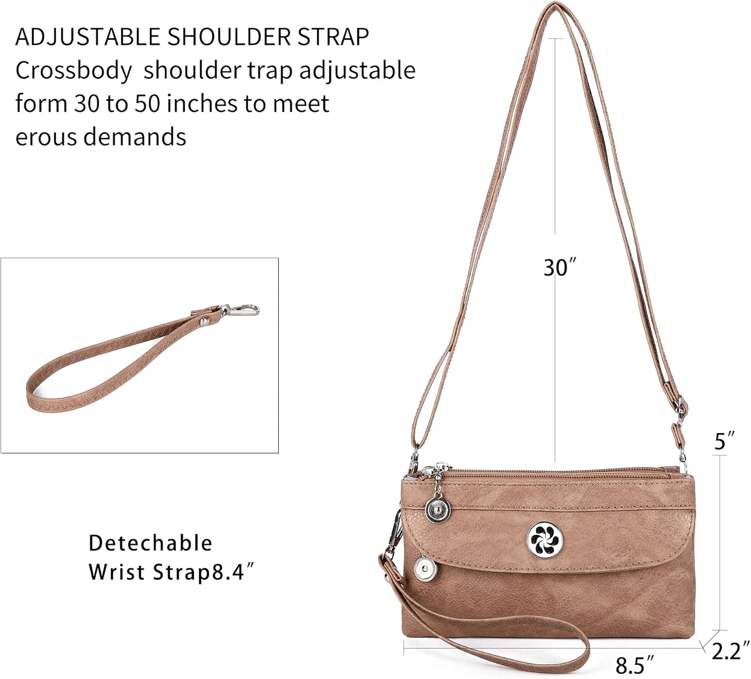 Angel Kiss Crossbody Bags Small Purses for Women Vegan Leather Cell Phone Wallet Purse with Wristlet Strap - Image 5