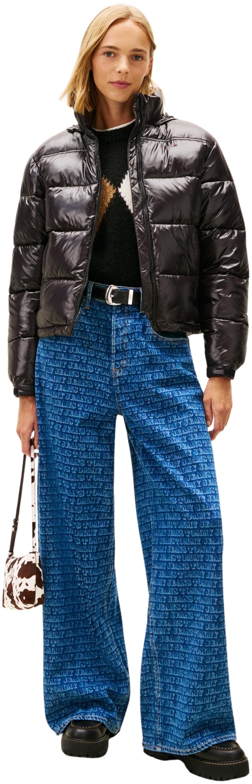 Tommy Jeans Damska kurtka puchowa TJW PCKBL HD ESS PFFR SHINY EXT DW0DW22039, CZARNA (Czarna), S, czarny (czarny), S