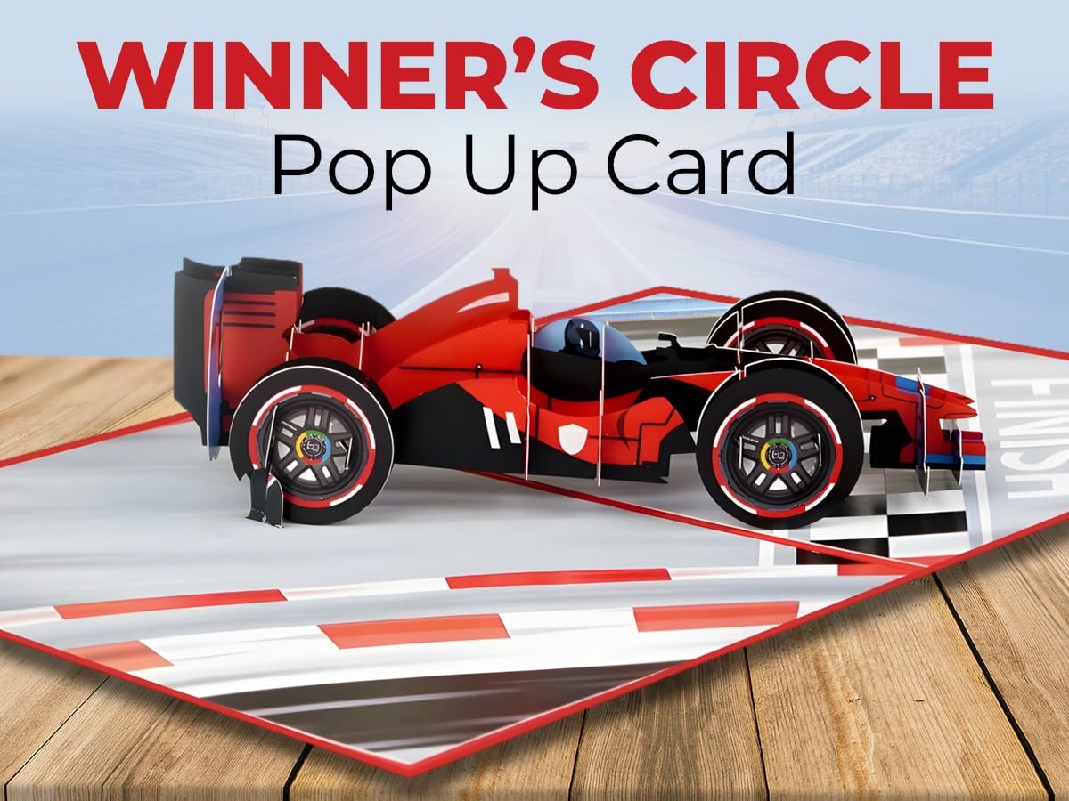 iGifts And Cards Racecar - Tarjeta de felicitación 3D desplegable – Fórmula 1, coche deportivo rojo F1, regalo de cumpleaños genial para papá, día del padre, fanáticos de las carreras, 5 x 7 pulgadas