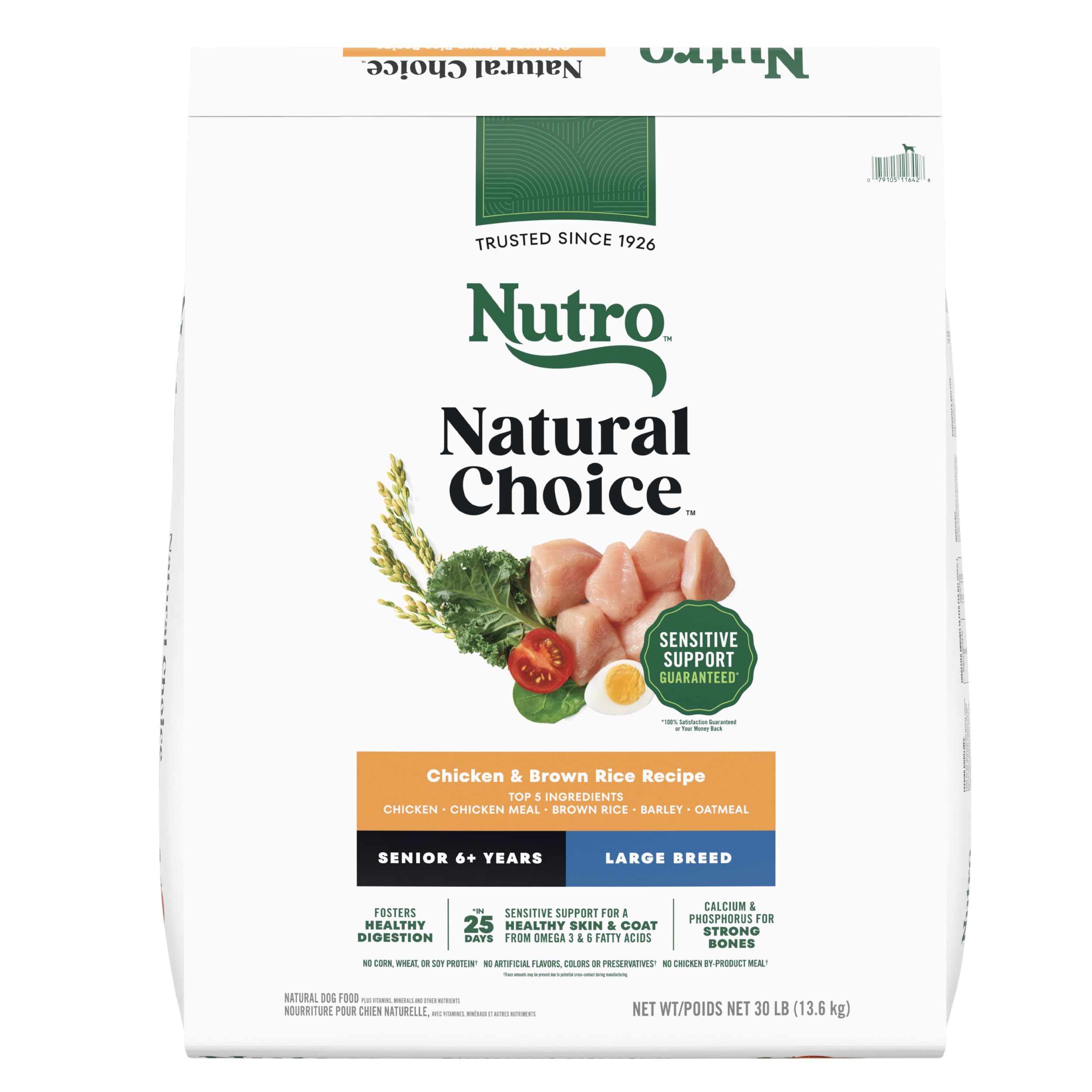 Nutro Natural Choice Large Breed Senior Dog Food, Chicken & Brown Rice Recipe, 30 lb. Bag