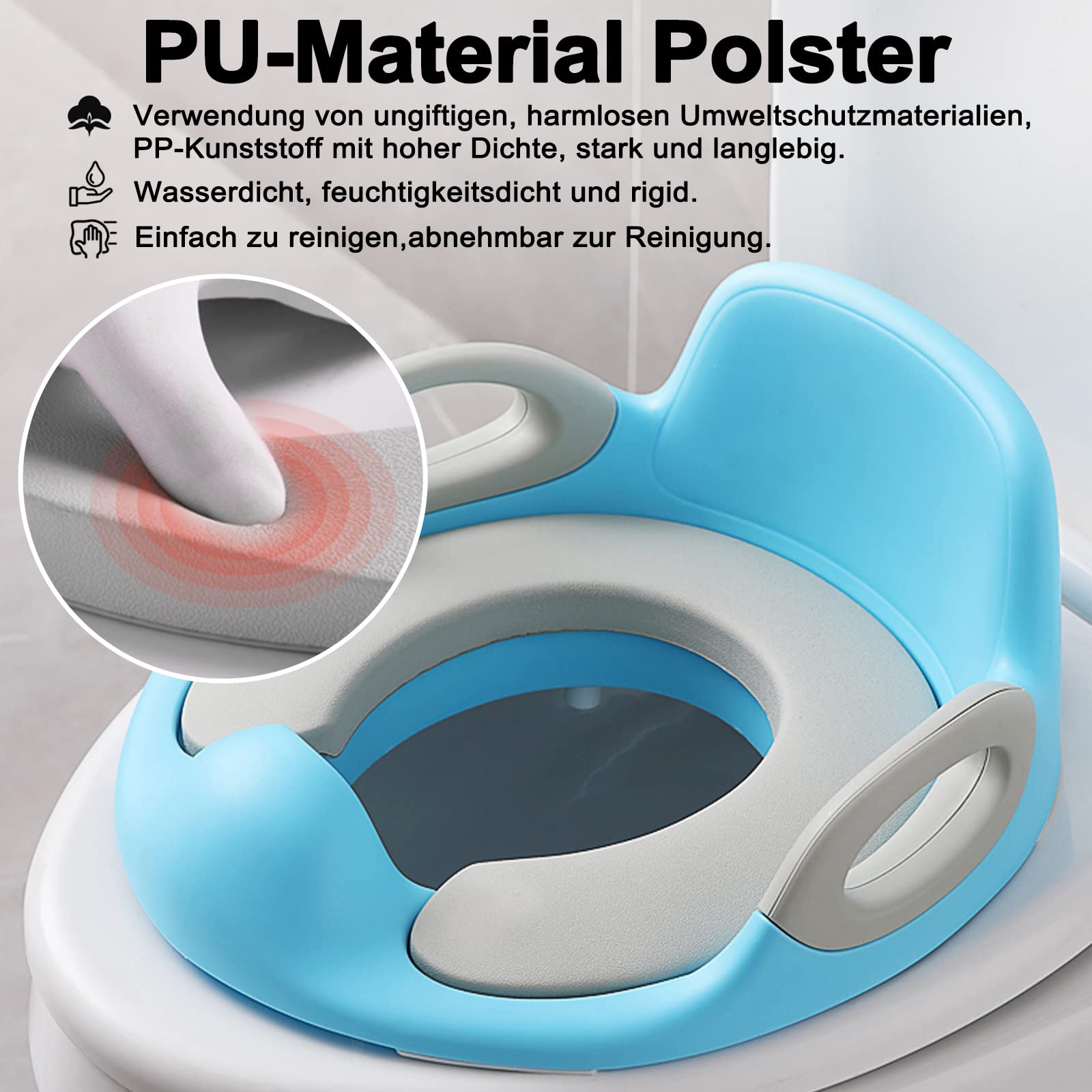 HENGMEI Bleu Siège De Toilette Pour Enfant Antidérapant Avec Poignée Et