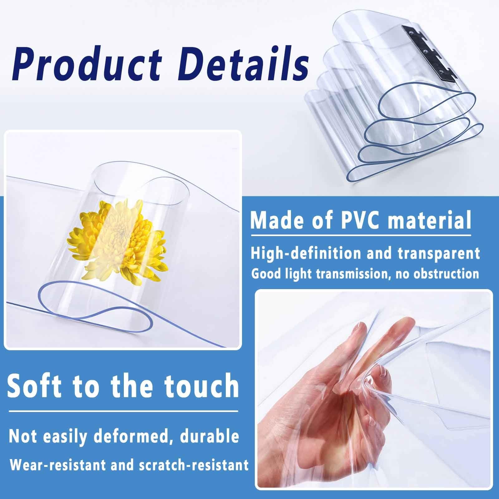 Rideau De Porte Laniere Plastique Rideaux À Lamelles Verticales Transparent Rideau Exterieur Porte Anti Chaleur Rideau Exterieur Impermeable(2.2mm,W15cmxH270cm)