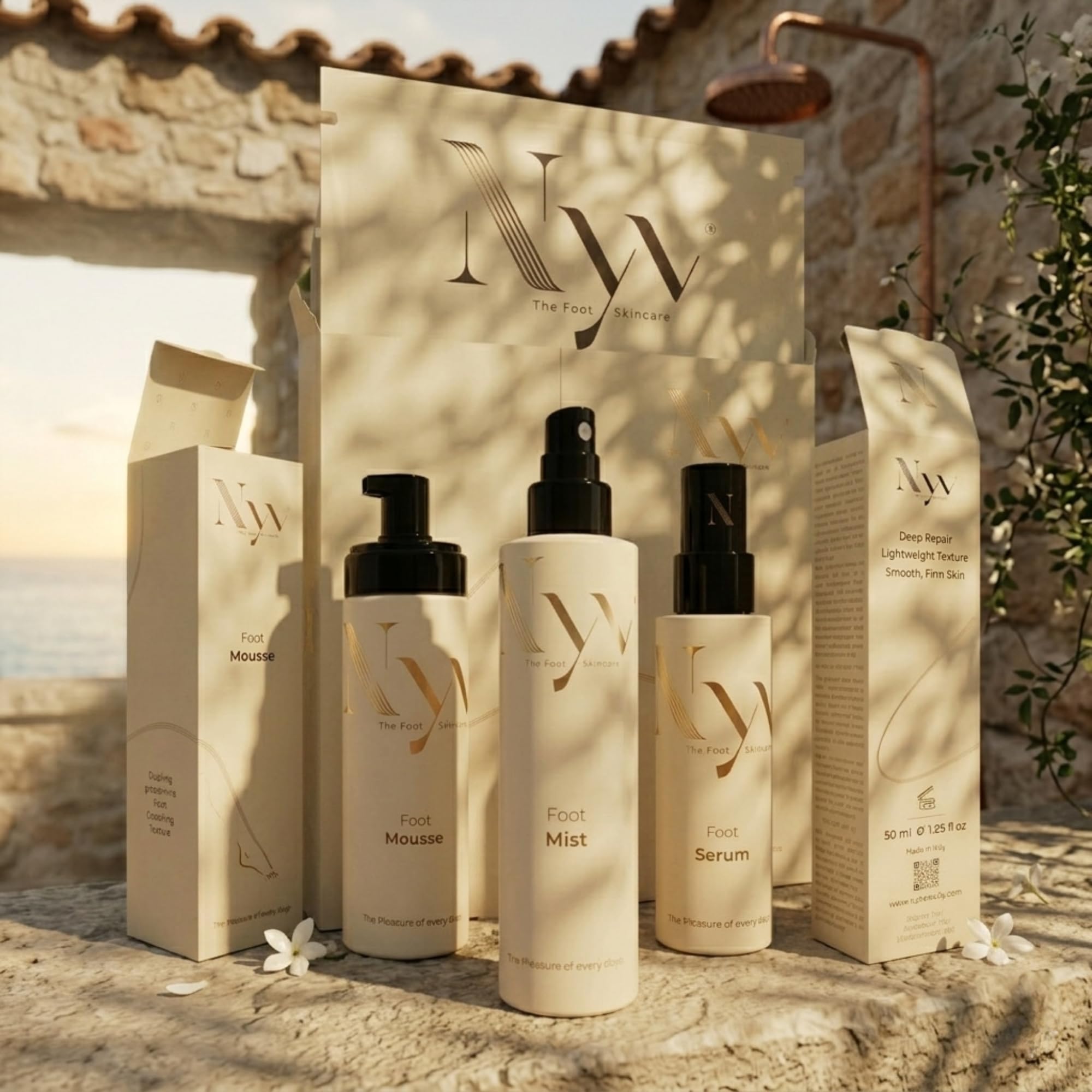 NYV Mousse Detergente Piedi Purificante e Protettiva con Iperico, Acido Salicilico, Pantenolo, Bava di Lumaca e Urea - Esfoliante e Antiodore - Foot Skincare Premium Made in Italy - 150ml