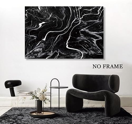 Vista 5 de Lienzo abstracto de mármol para pared, cuadros abstractos en blanco y negro, póster de mármol moderno, arte abstracto en blanco y negro, pintura