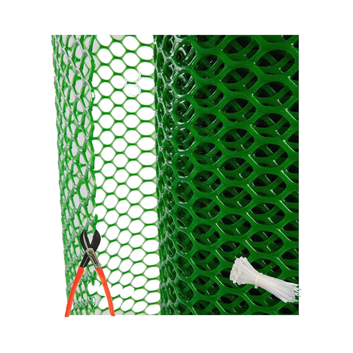 NISKANET UV Stabilized Garden Fencing Net_Tree Guard Net_Anti Bird Net_PVC Virgin HDPE_4 Feet Height X 10 Feet Length_Green Color_800 GSM with 1 Cutter and 50 PVC Tags-image-35