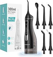 FlossSmarterSmileBrighter 300ML Cordless Water Flosser: 4 Modes, IPX7 Waterproof, Rechargeable Oral Irrigator for Braces, Travel & Deep Clean