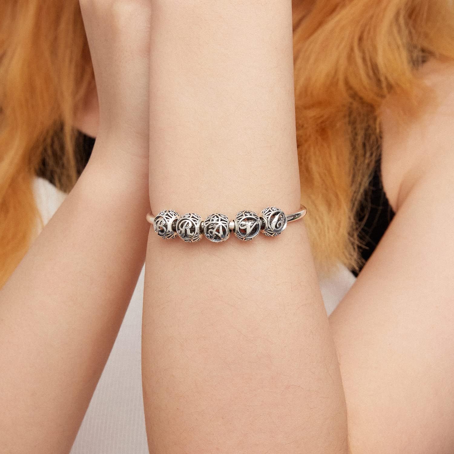 Letter Charms 925 Sterling Silver Initial A-Z Bead Charms for Bracelets Necklaces, Cubic Zirconia Alphabet Beads Personalized Gifts for Women - Image 7
