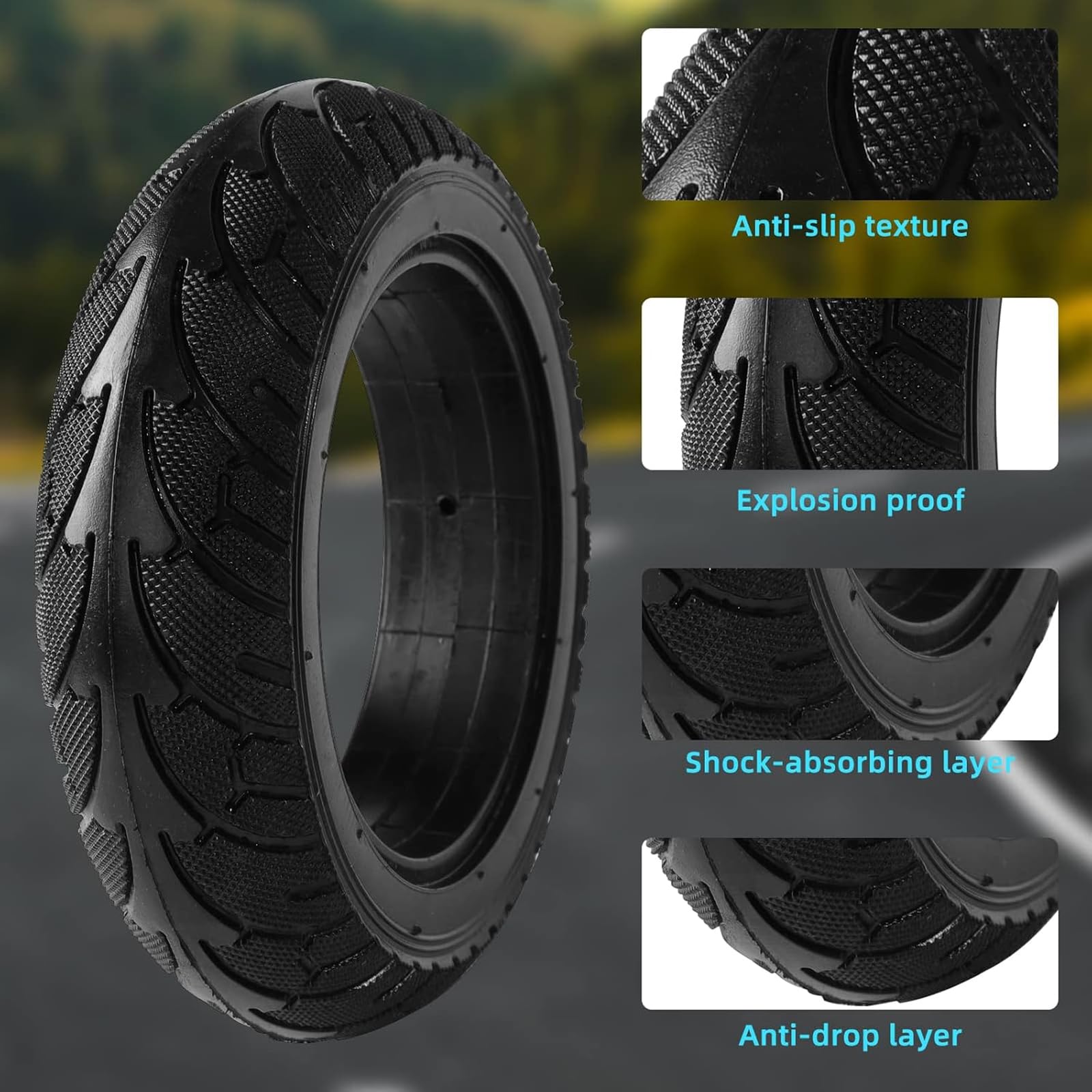 Roue de pneu solide 200 x 50 en plastique avec outil pour scooter électrique balance voiture 8 x 2 roue solide anti-explosion pièces de pneu sans chambre à air