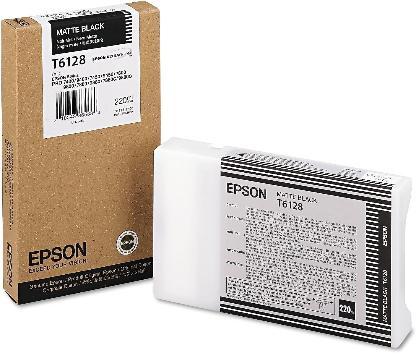 Epson T612800 220 ml Matte Black UltraChrome K3 Ink Cartridge