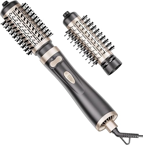 DAILYLIFE Cepillo giratorio para secador de pelo, cepillo de aire caliente con 2 cepillos (1.5 y 2 pulgadas), secador de pelo, alisador, rizador y
