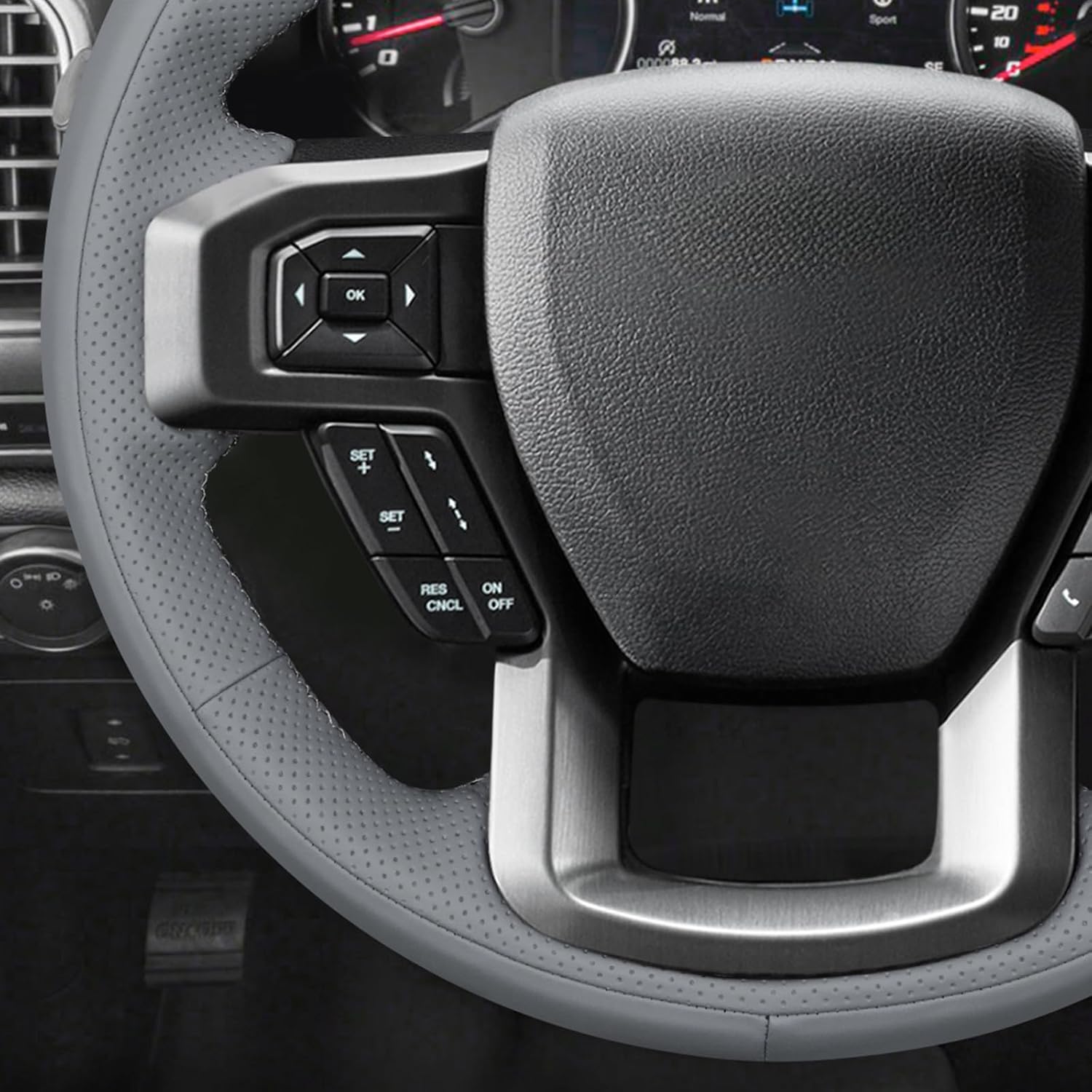 MEWANT DIY Stitched Car Steering Wheel Cover Wrap for Ford F150 F-150 2015-2019 Steering Wheel Accessories for Ford F150 F-150