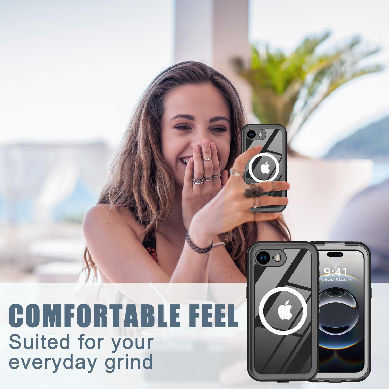 for iPhone 16e Case Waterproof, [Shockproof] [Dustproof] [IP68 Waterproof] Full-Body Hard Case Built-in [Lens Screen Protection] for Diving Case (Black, for iPhone 16e 6.1in) - Image 8