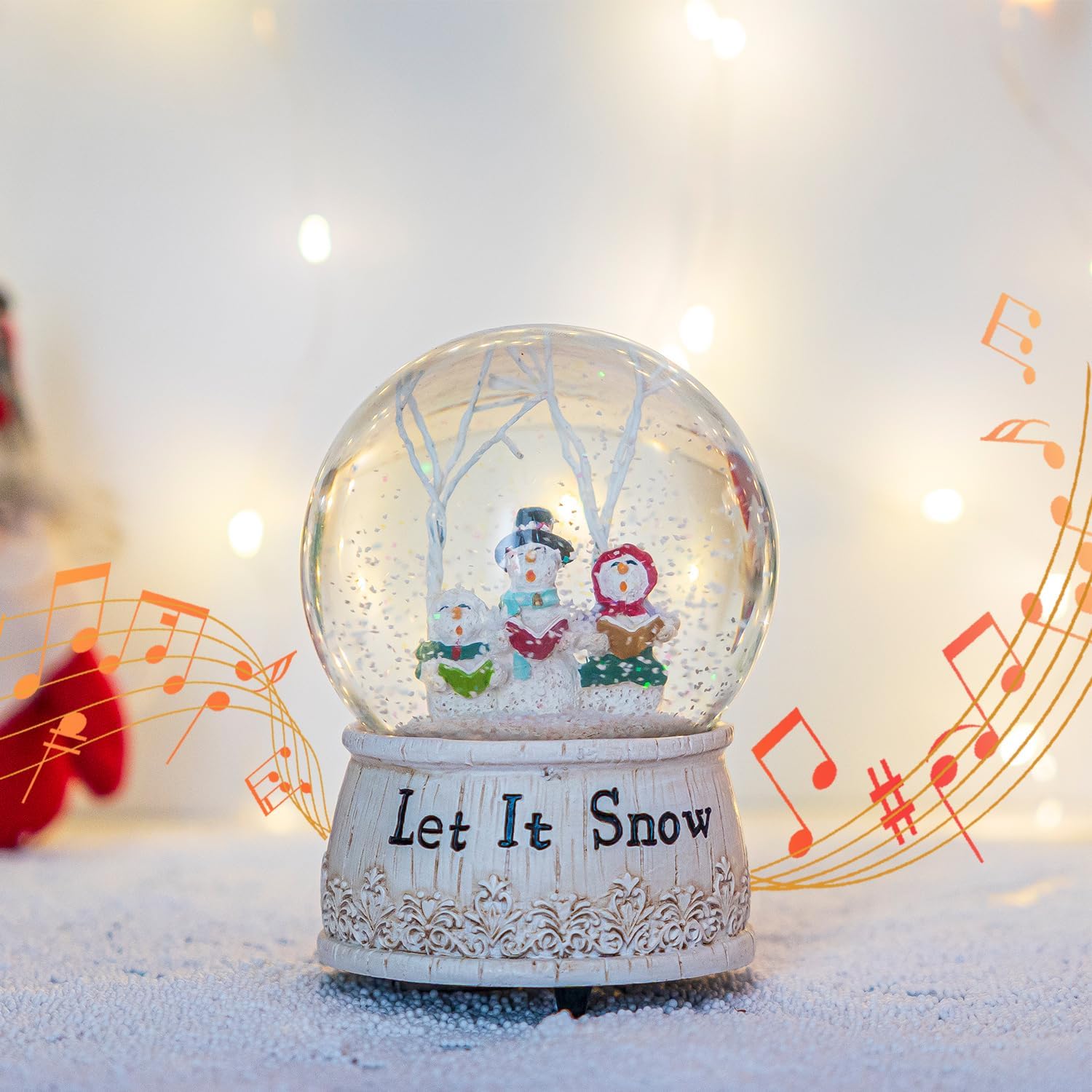 Topadorn Musical Snow Globe with Snowman and Glittering Snowfall, Christmas Music Box Home Decor for Holiday, Office Desk, Festive Gift Idea, Let It Snow - Image 9