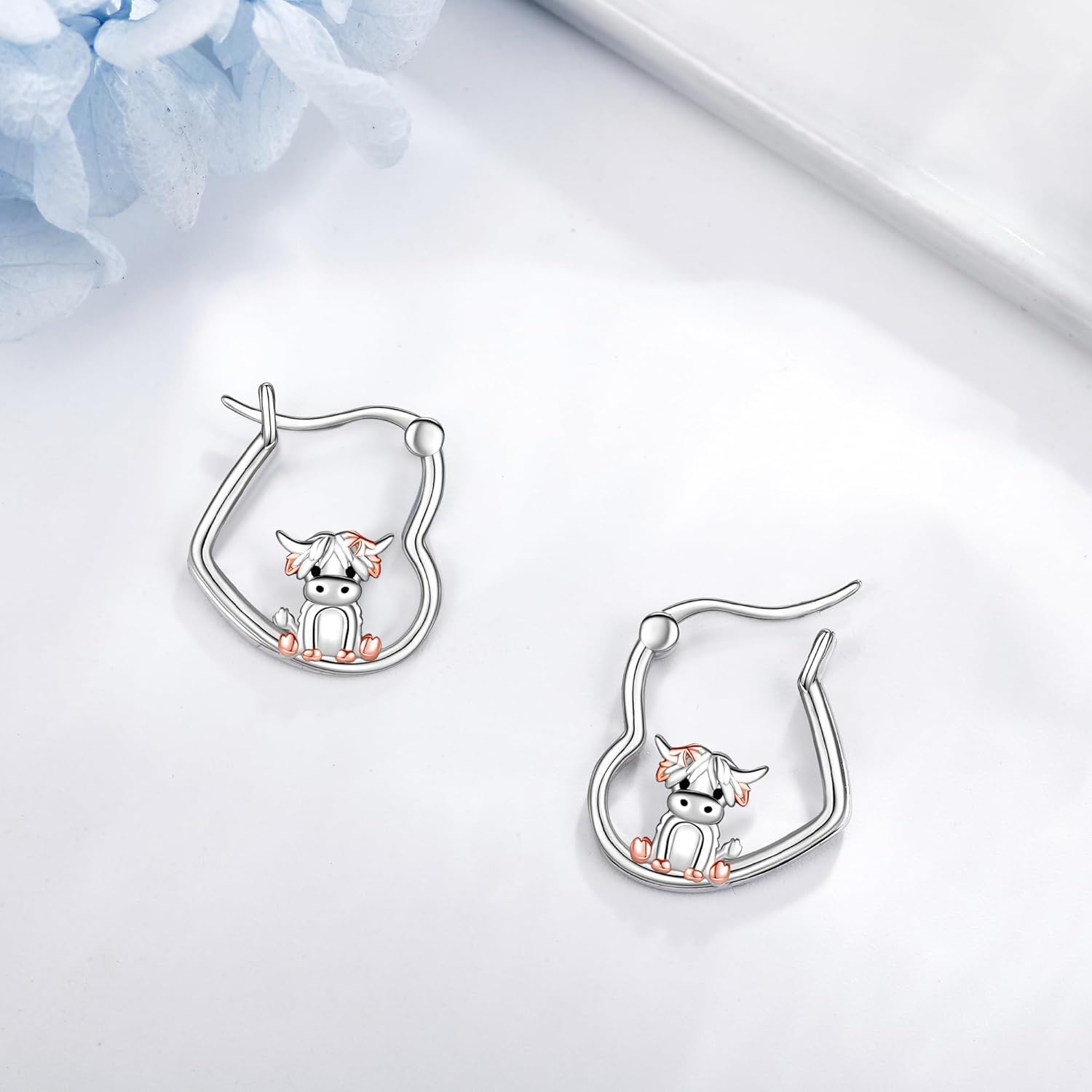 Beagle/Yorkie/Bunny/Frog/Snake/Sloth/Axolotl/Corgi/Horse/Mushroom/Highland Cow Earrings 925 Sterling Silver Huggie Hoop Earrings Animal Jewelry Christmas Gifts for Women - Image 5