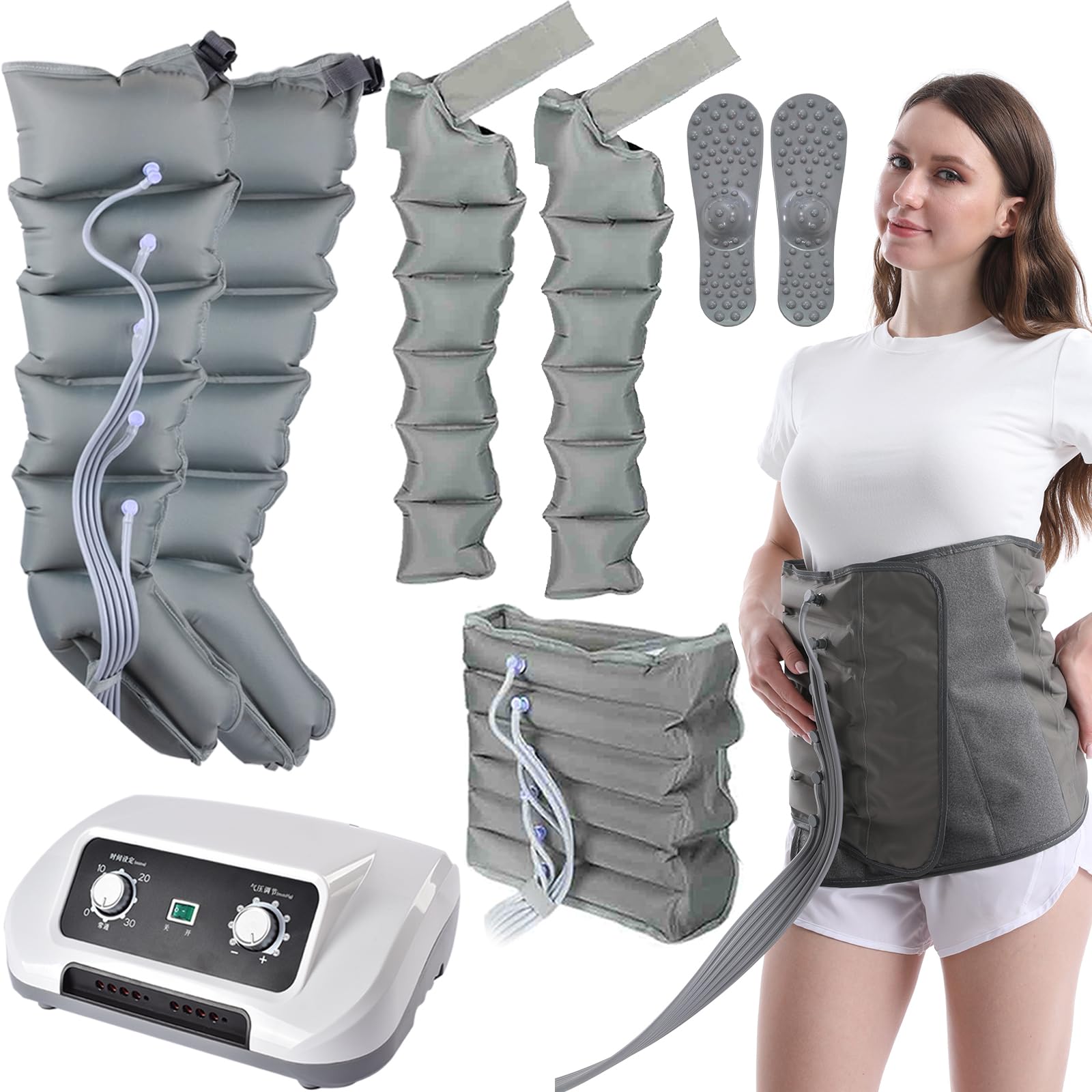 Masajeador de piernas para circulación, compresión de aire, masajeador de pantorrillas, sistema de regeneración de 6 cámaras | drenaje linfático, zapatos de compresión para piernas, alivio muscular
