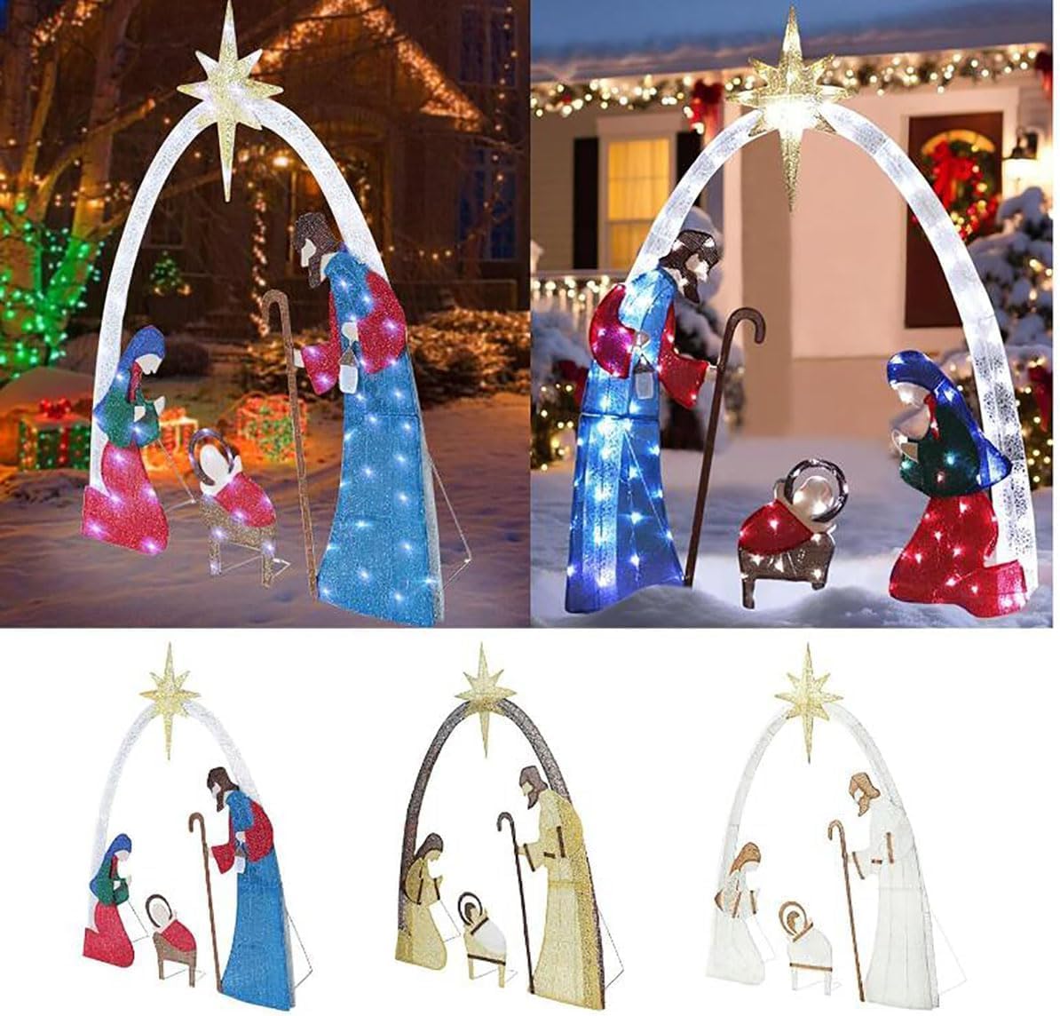 フェイクステンドグラスのキリスト降誕シーンの飾り板：クリスマス