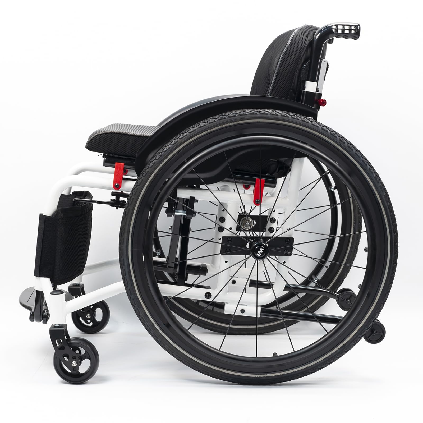 Silla de ruedas deportiva ultraligera, plegable, todo terreno, autopropulsada, manual con antivuelco, aleación de aluminio, ruedas traseras de 24 pulgadas, silla de ruedas de transporte