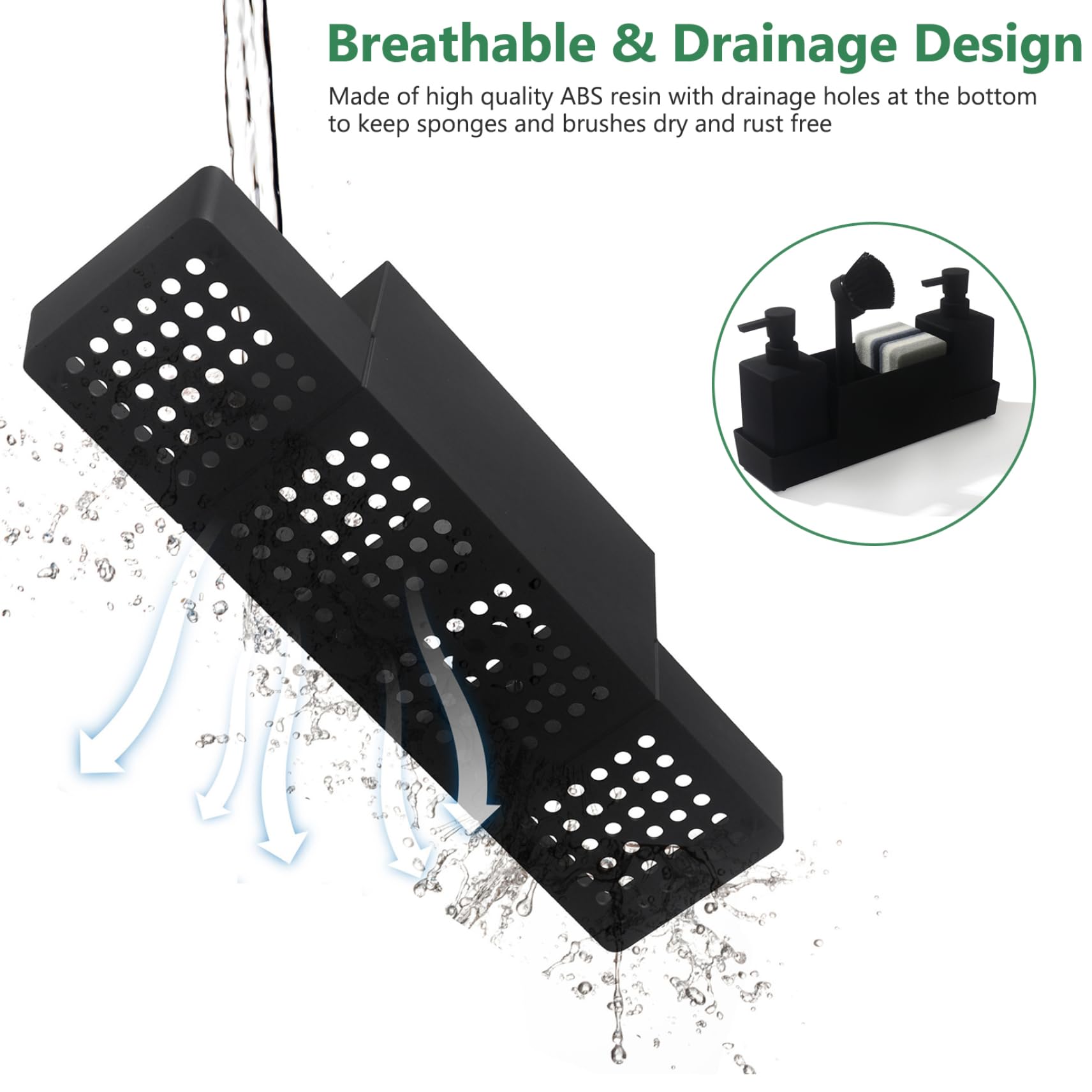 Set dispenser di sapone da cucina 2 pezzi, dispenser da 11, 8 once con spugne