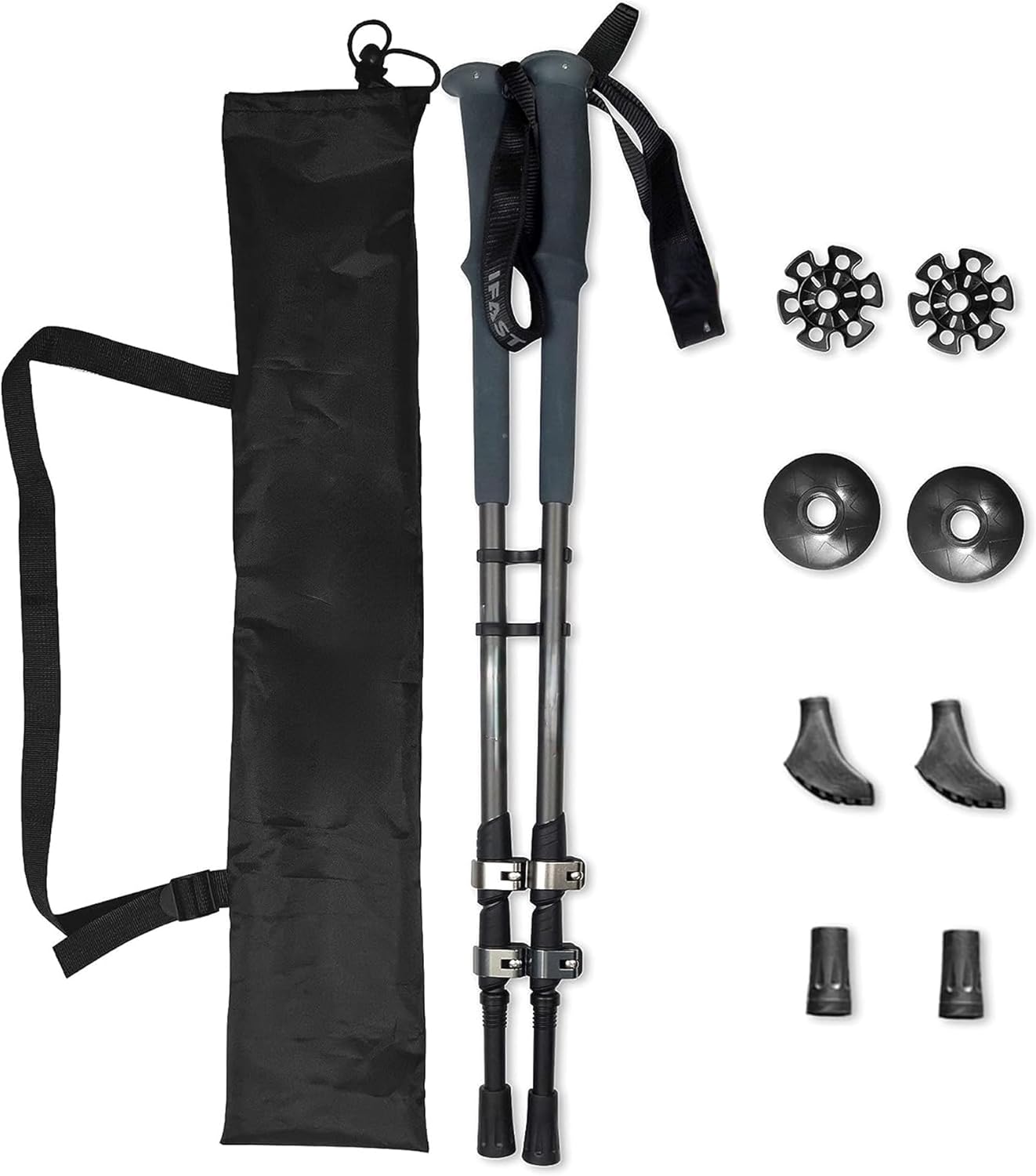 Pair of 2 Trekking Walking Hiking Sticks Anti-Shock Adjustable Alpenstock Poles