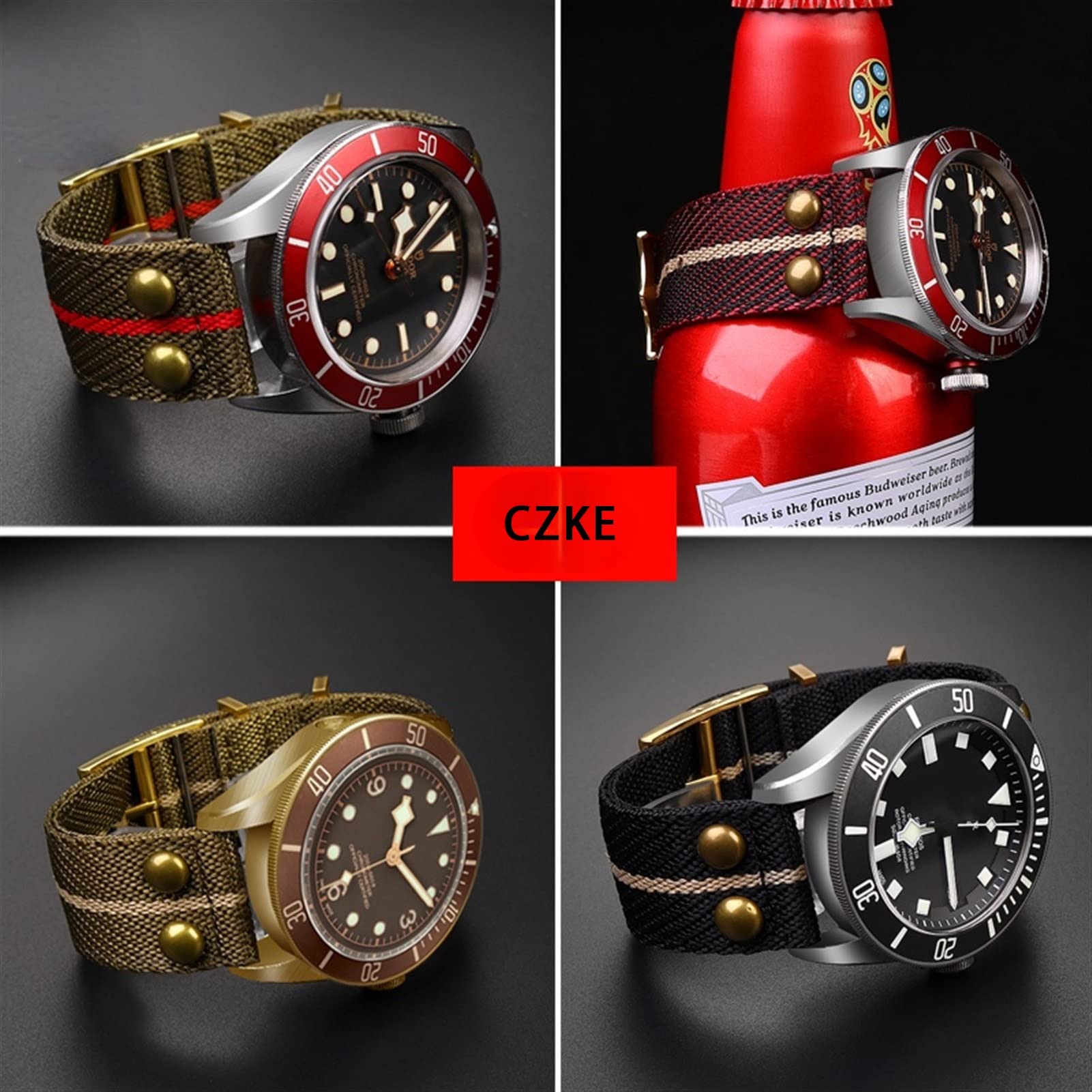 Nylonowy pasek do zegarka Seiko płócienny pasek do zegarka 22 mm nitowy pasek na nadgarstek