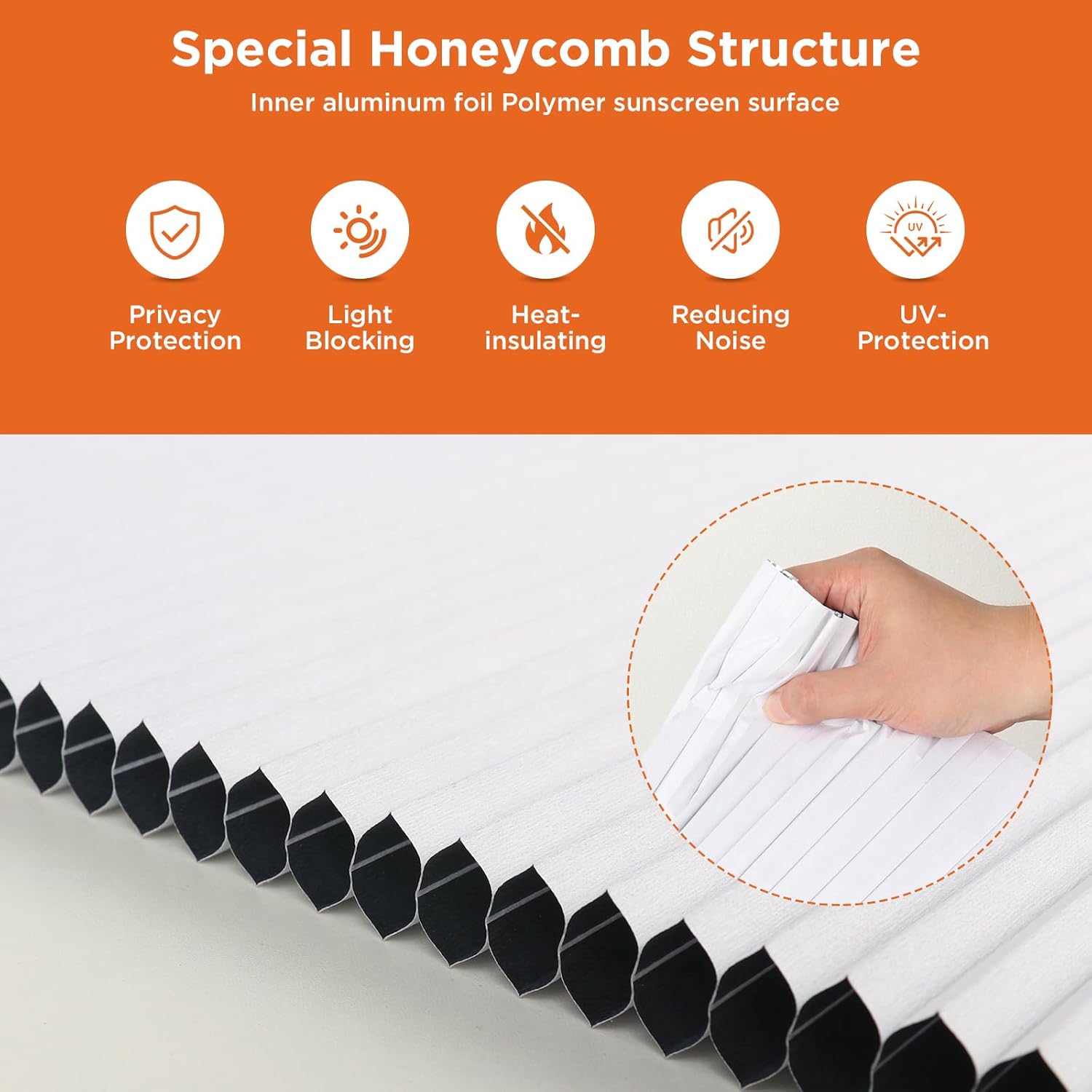 Arch Windows Shade 100% Blackout Cordless Cellular Shades for – Half Circle Honeycomb, No Drill Easy Install Light Blocking Blinds, Bedroom & Nursery (1 PCS White, 36"x72")