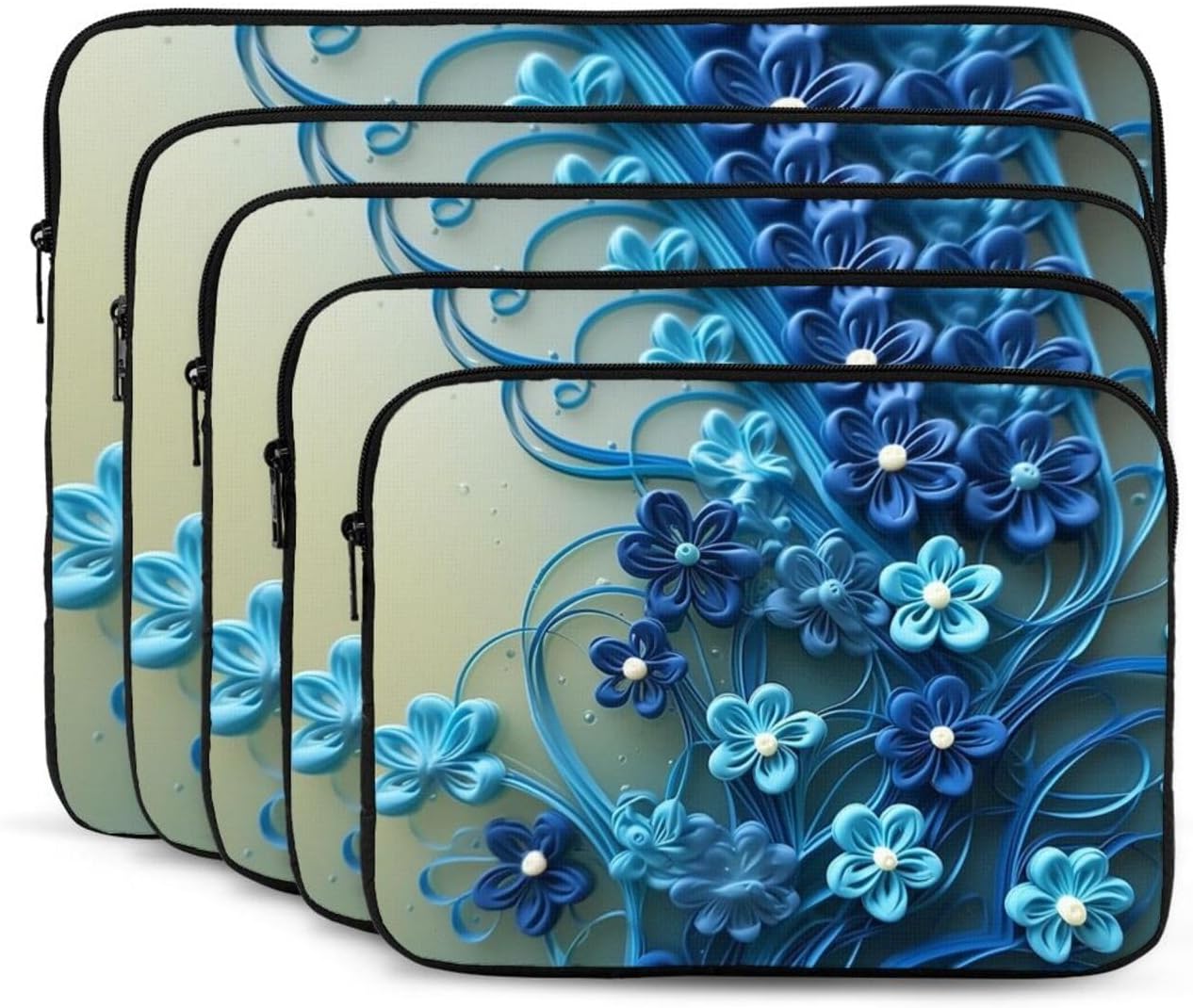 Laptop Sleeve Blue Mini Flower Swirl Laptop Case Slim Laptop Bag Briefcase Shockproof Laptop Protective case for Men Women Work Travel 10 inch image 4