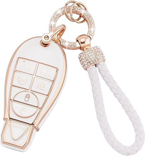 EKALA Funda para llavero de Dodge, 6 botones de TPU suave, funda completa protectora con llaveros para Dodge RAM Charger Challenger, Jeep Commander,