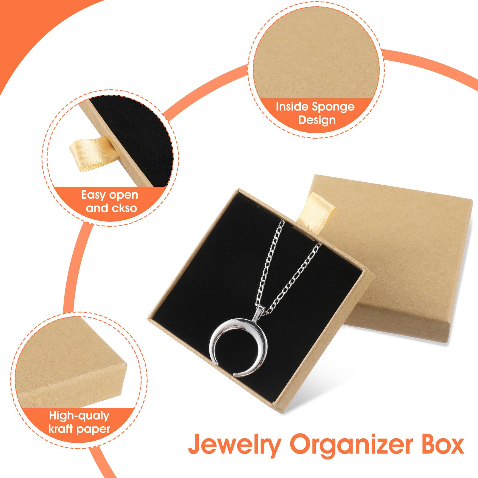 4 Pièces Boîte Cadeau Bijoux Petite Boîte Carton Kraft Carrée - Écrin Bracelet, Boucles D'Oreilles