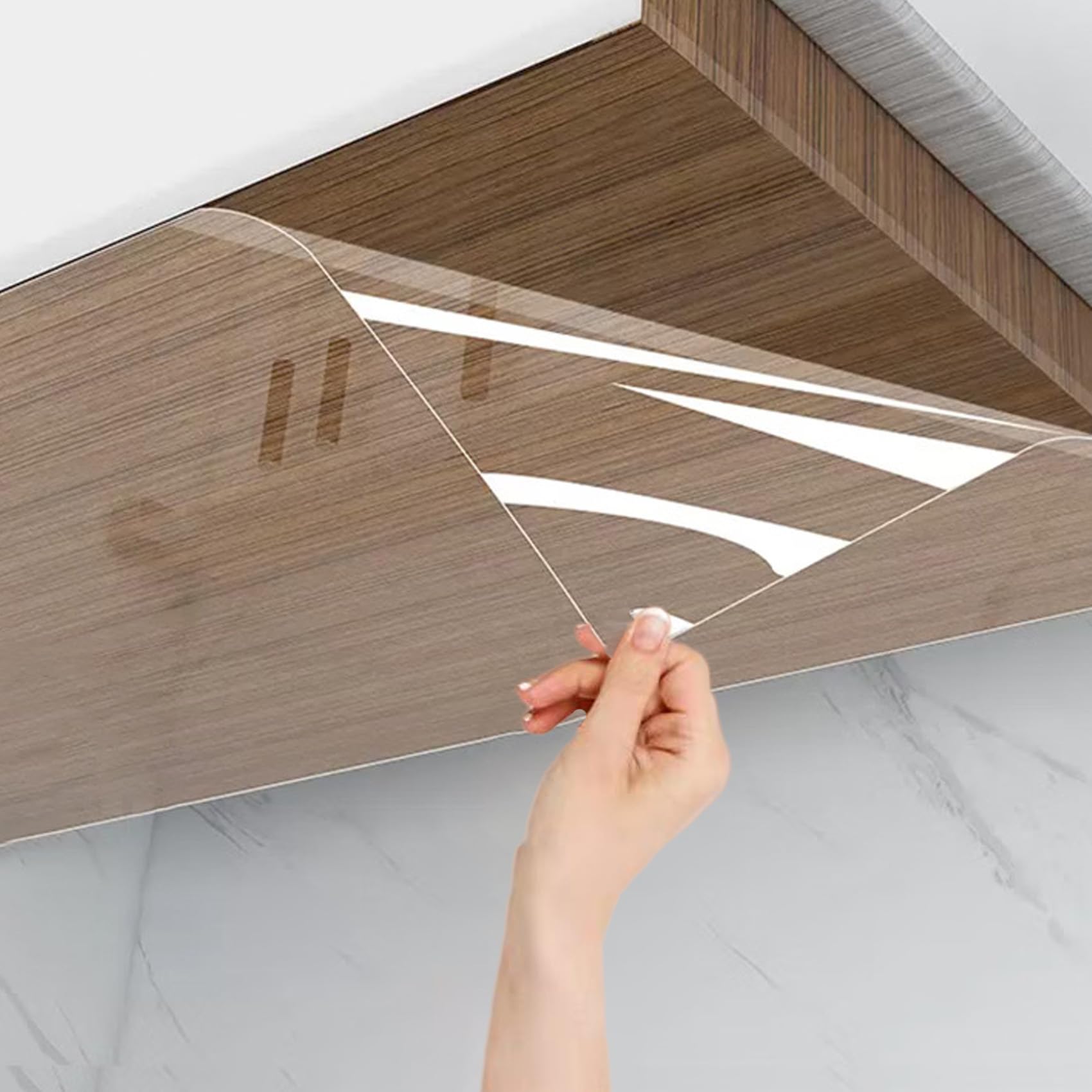 Static Cling Wall Protector Film, Clear Transparent Vinyl Film Roll, Removable Electrostatic Plastic Film for Kitchen, Furniture & Home
