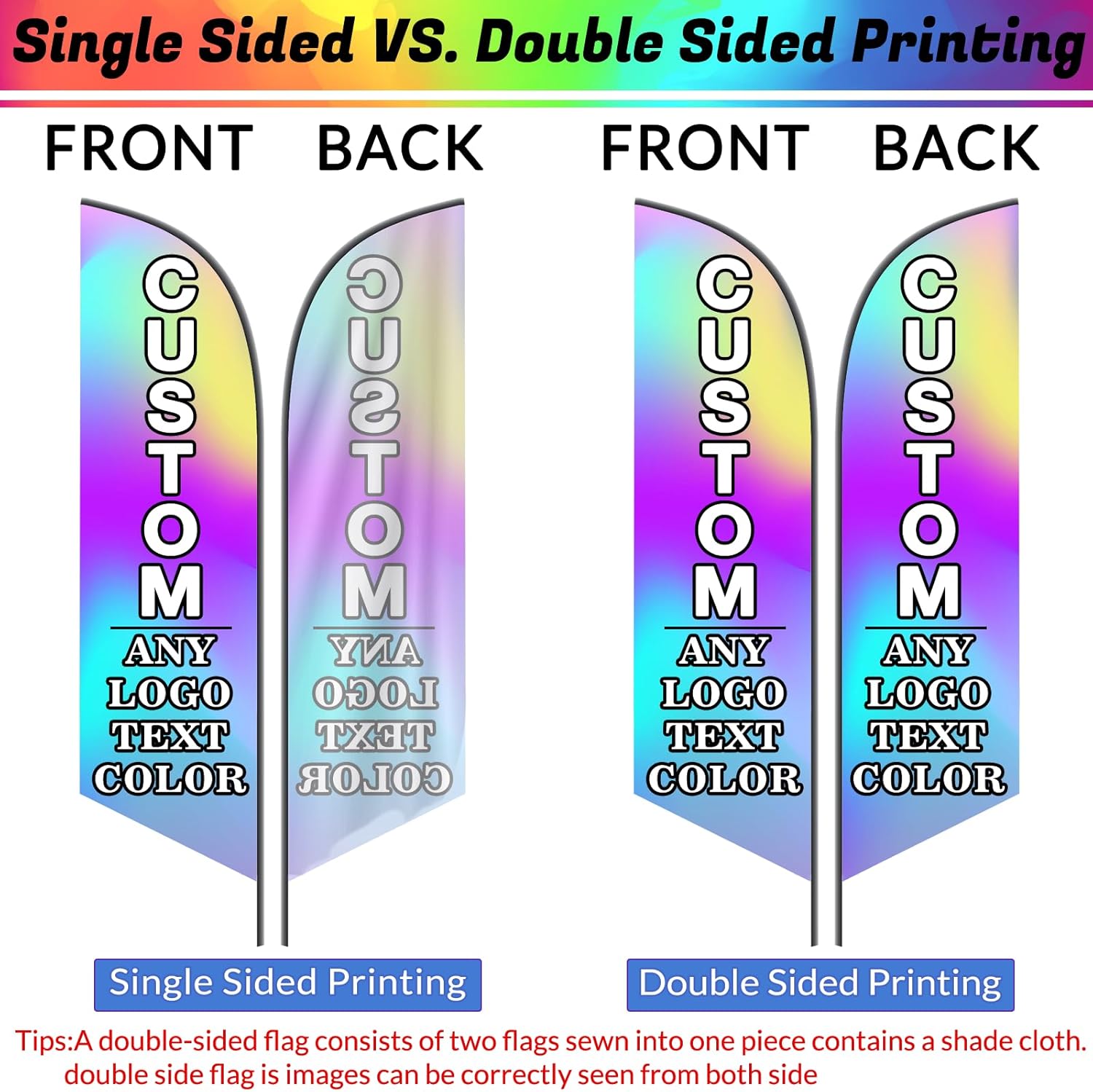 Custom Advertising Teardrop Flags with Optional Pole Kit for Business Personalized Double Sided Feather Banner Flags for Outside Print Your Own Logo/Design/Text