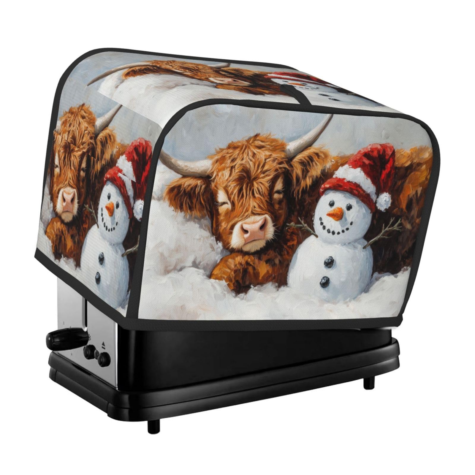 Highland Cow And Sweet Snowman Toaster Cover 2 Slice Toaster Covers Bread Maker Cover Kitchen Small Appliance Covers Kitchen Accessories-picture-37