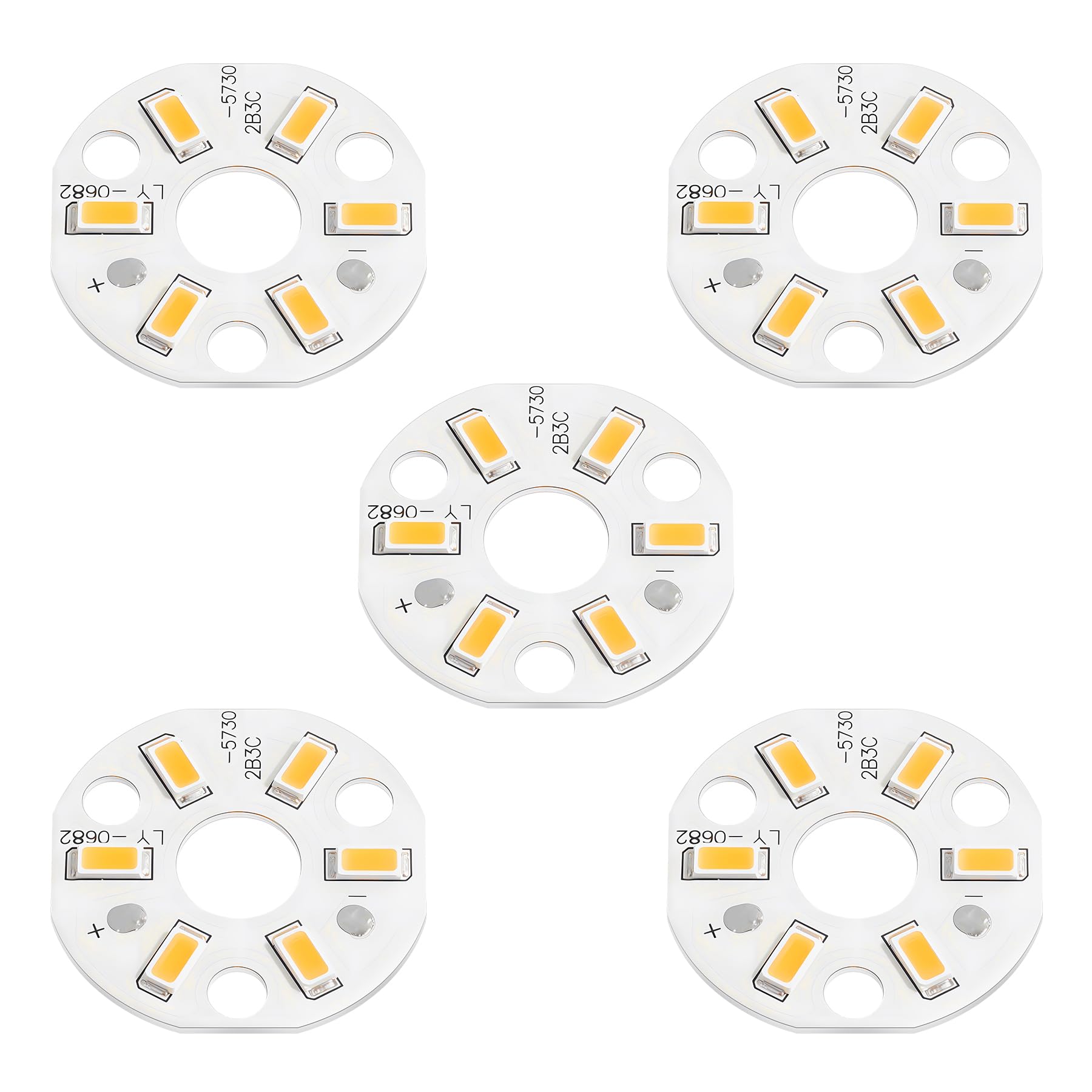 5 Pcs LED Chip Bulb, 3W 300mA, 44mm, Warm White