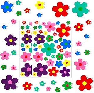 70pcs Flowers Car Bumper Stickers Set, Bike Stickers for Frame, Vinyl Car Decals, Waterproof Stickers for Car Bumper, Self Adhesive Bicycle Sticker for Window Journal Luggage Decoration (Multicolor)