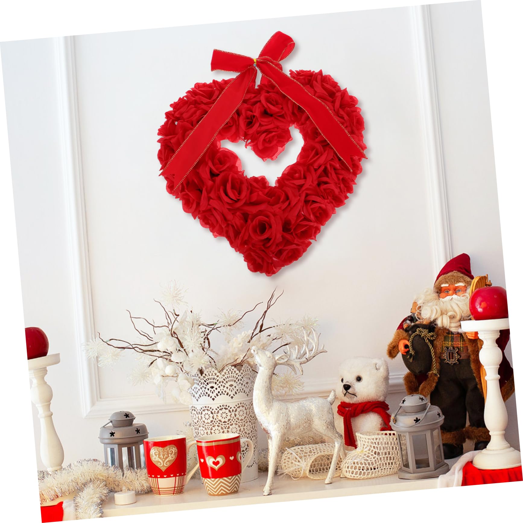 MAGICLULU De Rosas para Decoración De San Valentín Colgante Forma De Corazón para Ceremonias De Boda y Decoraciones De Fiesta Guirnalda Romántica para Decoración De Puerta De San