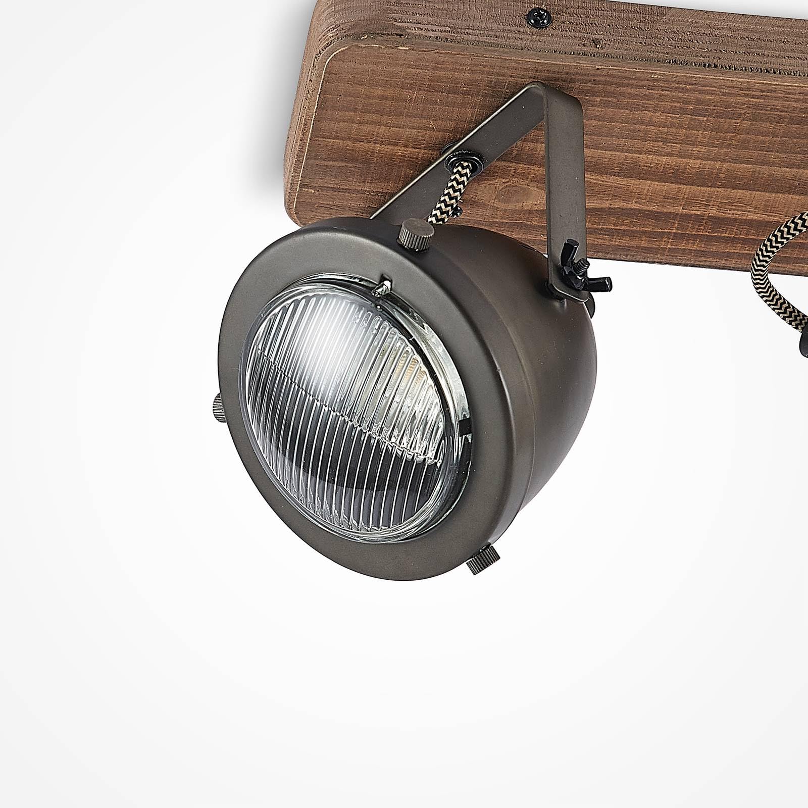 Lindby Spot Farovi à intensité variable (Modern, Industriel) en Noir Bois e. a. pour Salon & Salle manger (à 2 lampes GU10) Lampe encastrable plafonnier applique