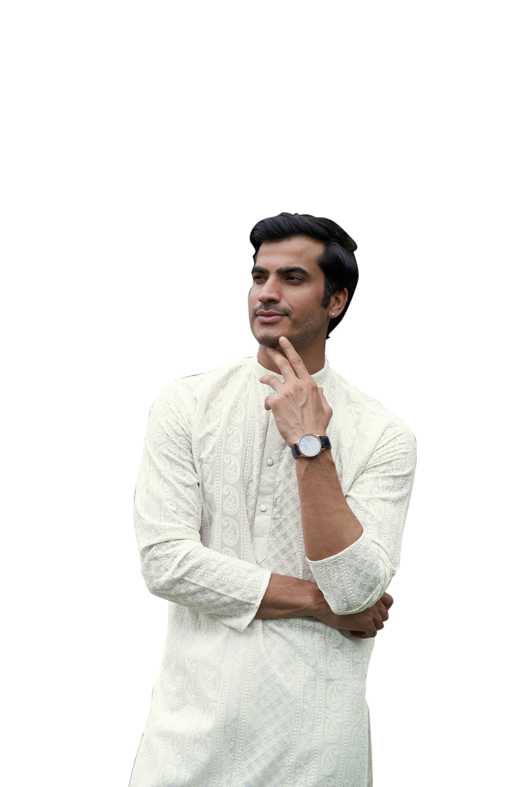 Premium Georgette Chikankari Embroidered Kurta for Men Cotton Blend Fabric Regular Fit Kurta Pajama Casual, Festive Ethnic Outfit Kurta Set for Men-image-27
