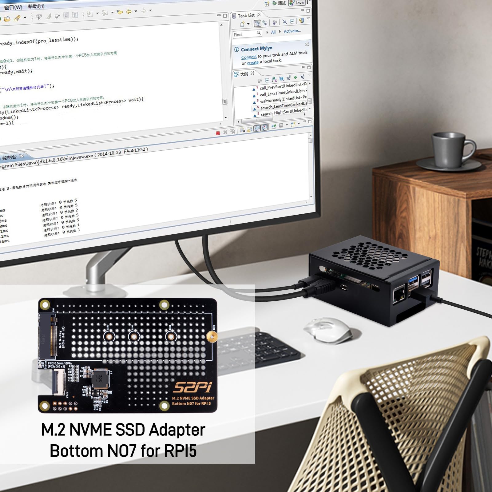 GeeekPi Metalowa obudowa z płytą peryferyjną N07 M.2 NVMe SSD Pip PCIe Bottom dla Raspberry Pi 5, obsługuje M.2 Key-M NVMe SSD 2230/2242/2260/2280