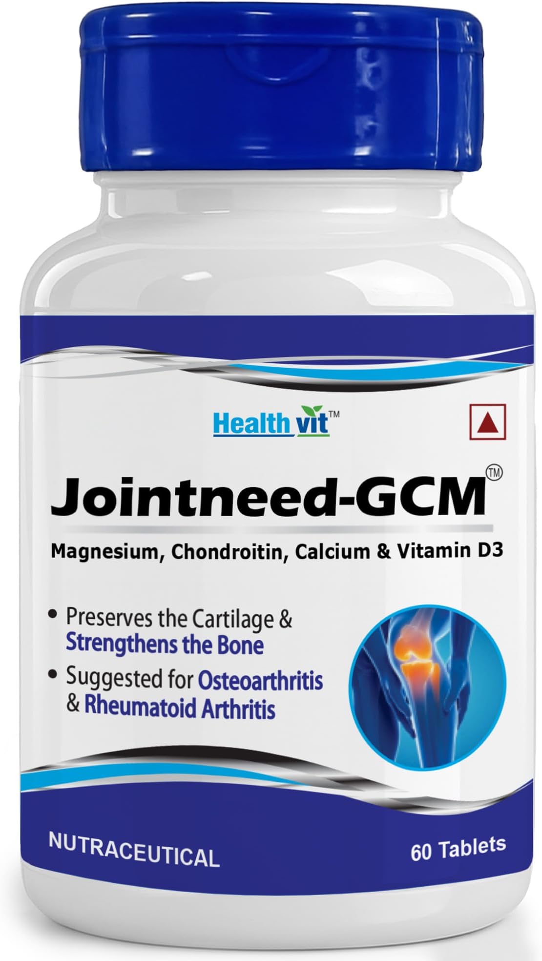 Healthvit Jointneed-GCM with Glucosamine, Magnesium, Chondroitin, Calcium & Vitamin D Ideal for Bone, Muscle Health & Joint Support of Men & Women - Tablets 60 Count