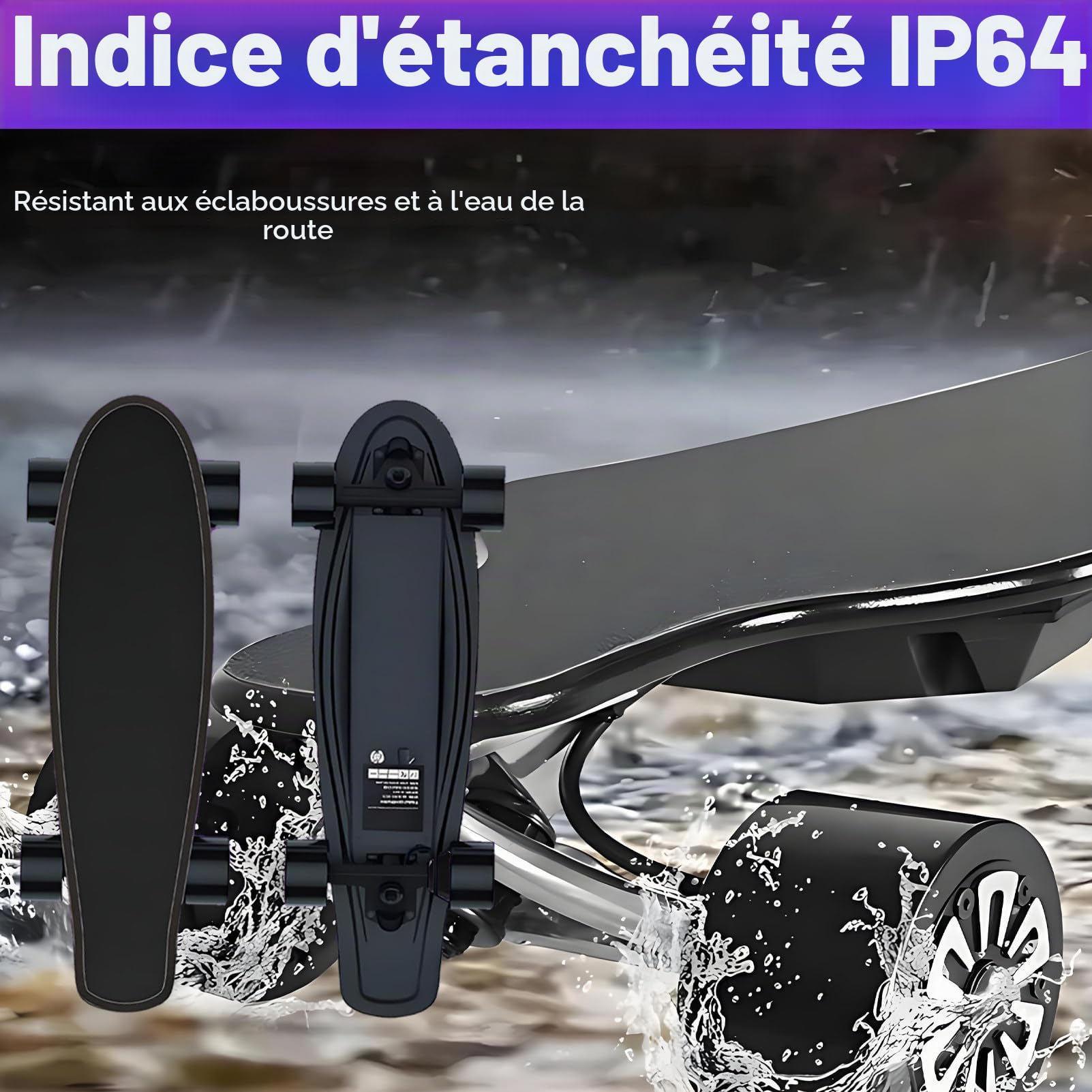 Skateboard électrique avec télécommande, autonomie de 24 km, capacité de Charge de 80 kg, pour Adultes/Femmes/Hommes. B-1