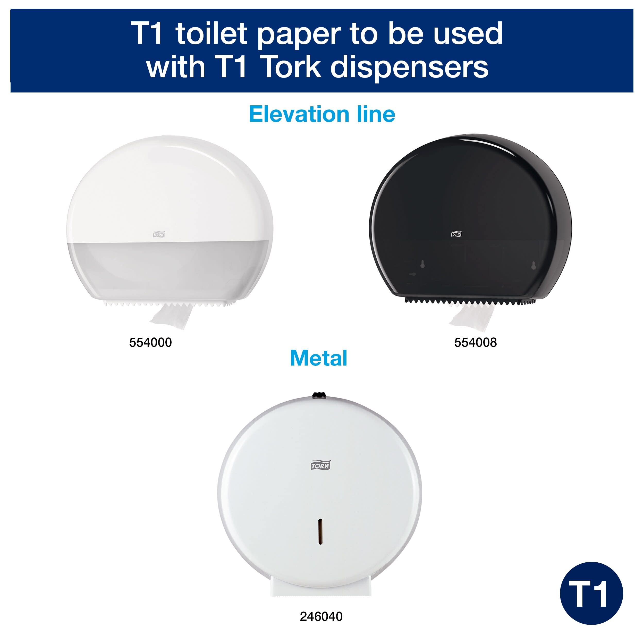 Tork Pack de démarrage pour distributeur murale de papier toilette rouleau Jumbo blanc T1, grande capacité, gamme Elevation, distributeur et 1 consommable, 954000