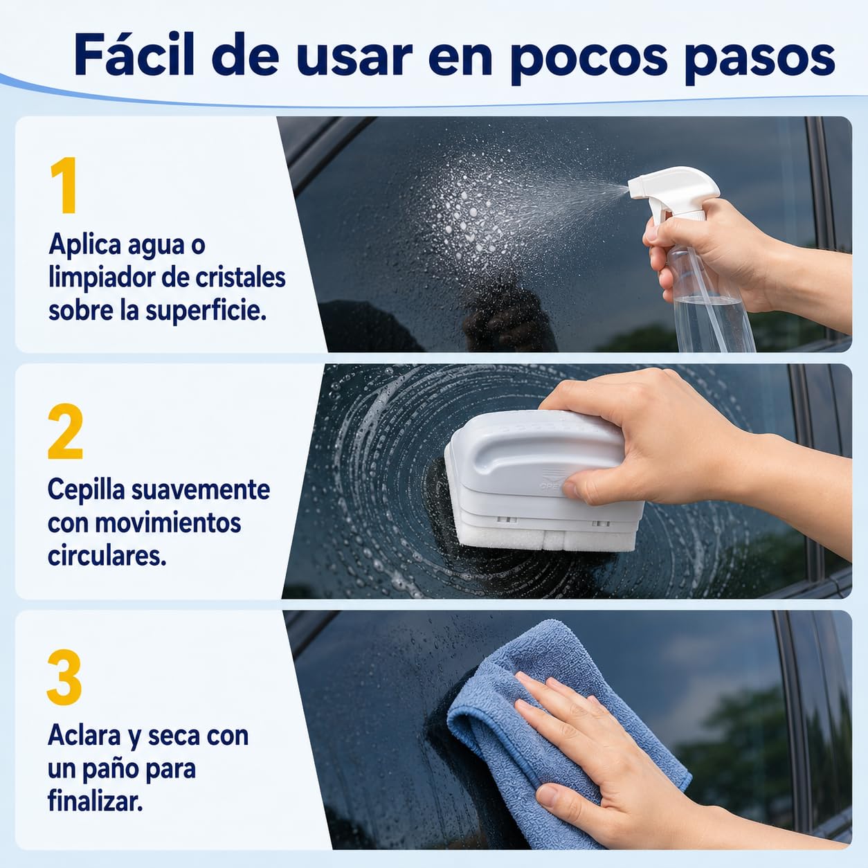 Limpiador de lunas 100 ml, esponja mágica para coche, pack de 12