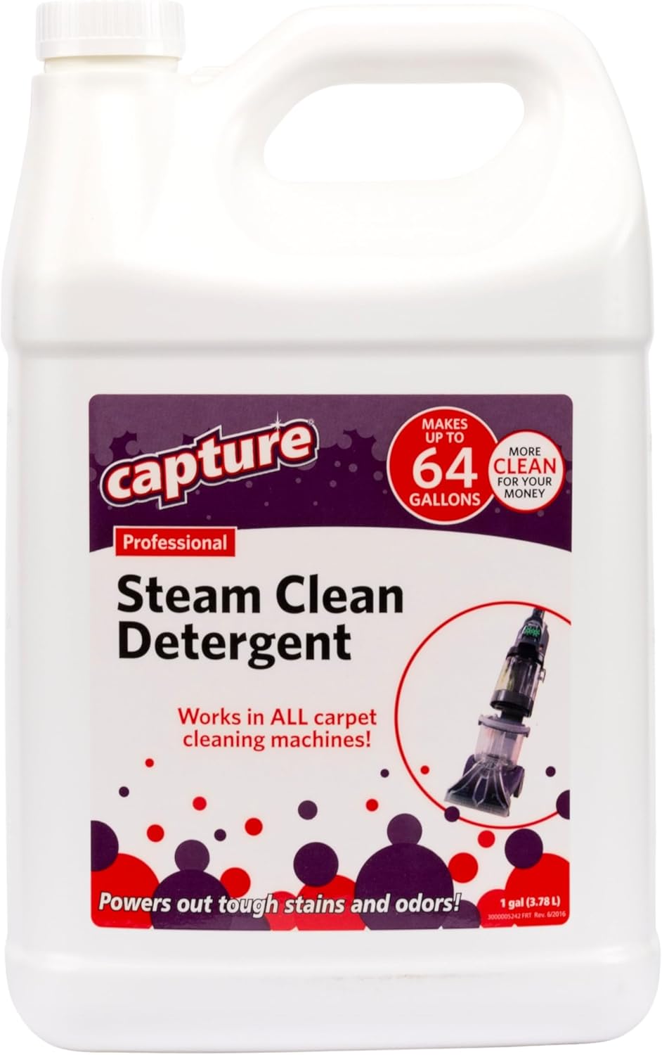 Capture Professional Steam Clean Detergent for All Machines – Home, Car, Dogs & Cats Pet Carpet Cleaner Solution – Strength Odor Eliminator, Stains Spot Remover (1 Gallon)