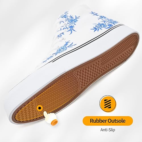 Miniatura 6 de ZGR Zapatillas de lona con cordones para mujer, con parte superior alta, zapatillas casuales para tenis y caminar