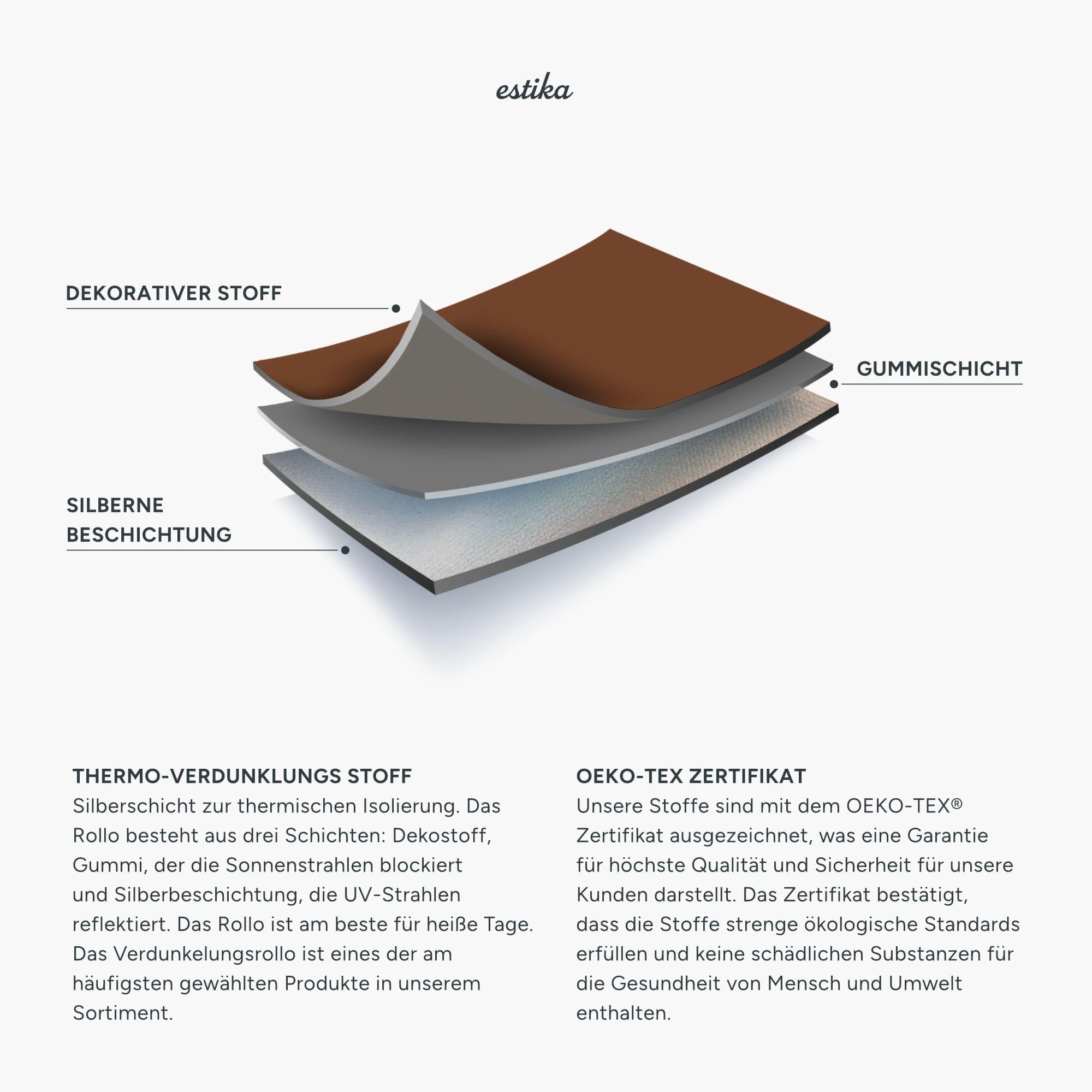 Estika Store d'obscurcissement sans percer, Largeur Tous Les 1 cm - 118 cm x 220 cm - Brun - Stores Thermiques, Protection Solaire pour fenêtres à l'intérieur
