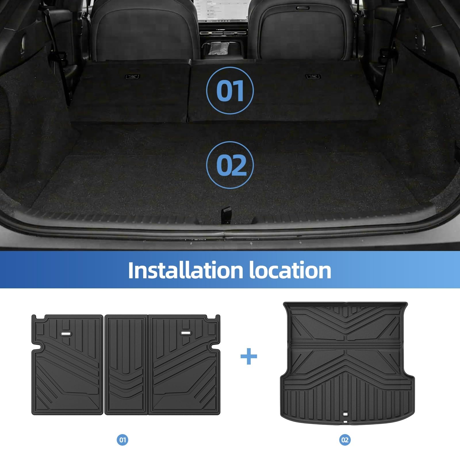 maty samochodowe Do dywaników podłogowych Xpeng P7+ 2024 | Do podkładki do bagażnika Xpeng Cargo Liner Akcesoria do wnętrza samochodu CZARNY(LHD 4PCS)