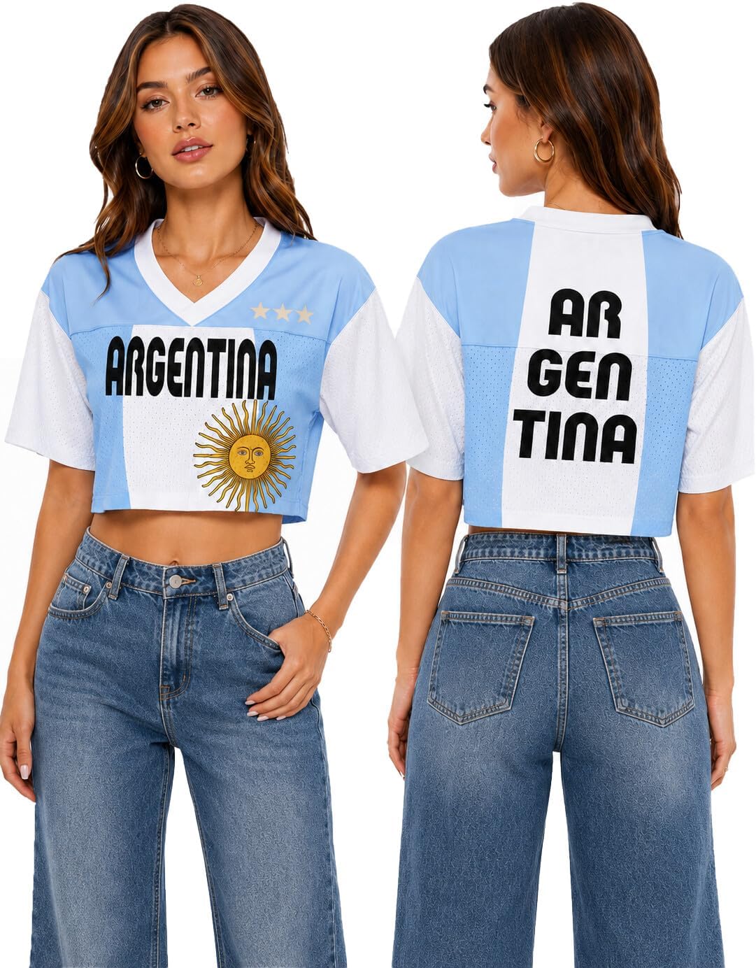 National Jersey Shirt for Women, Y2K Crop Top Retro Mesh Shirt