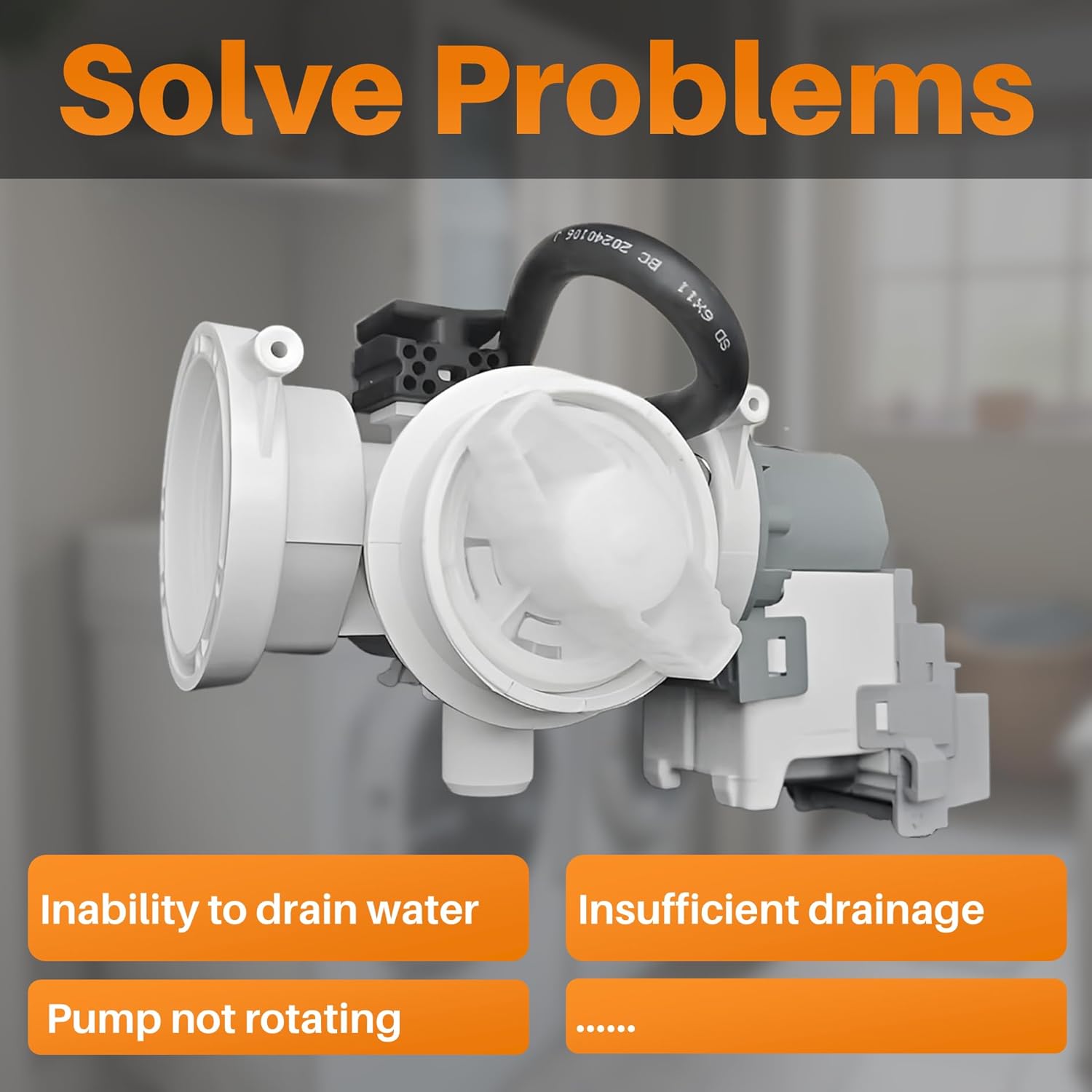 Washer Drain Pump Fit for samsung WF45B6300AC/US WF45B6300AP/US WF50R8500AV WF46BB6700AD WF45T6000AV/A5 WF45R6300AV/US WF45R6100AW/US WF45R6100AP/US WF45R6100AC/US WF45N5300AW/US WF45N5300AF/US