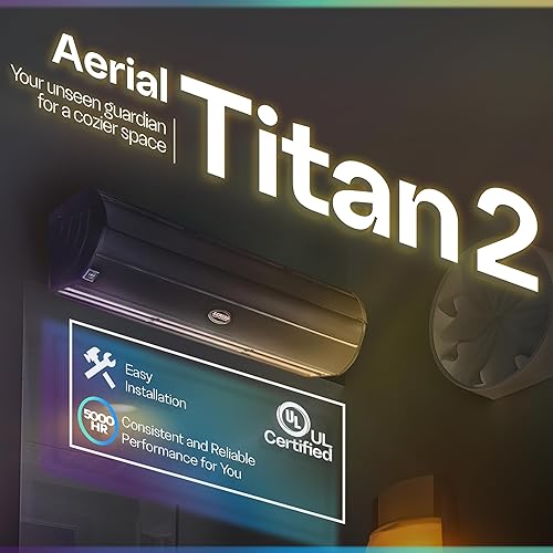 Vista 9 de DuraSteel - Cortina de aire Aerial Titan-2 para interiores de comercios, con revestimiento antierosivo de aleación superfina, certificado UL, 0.91