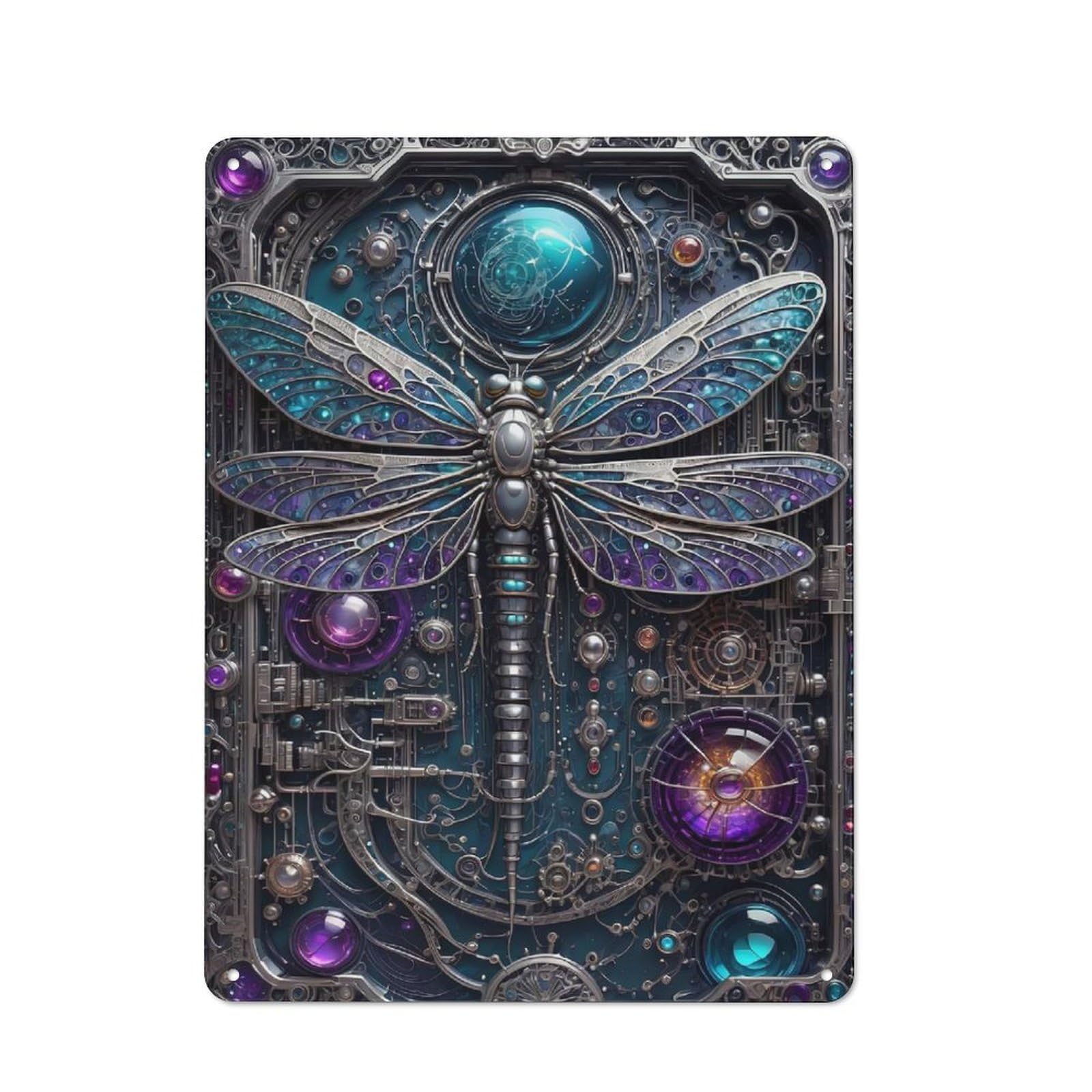 Junmoney Style-17 Steampunk Dragonfly Retro-Style Tin Wall Plaque 40X30cm For Café Or Home Bar, For Themed Interiors In Cafés And Home Bars